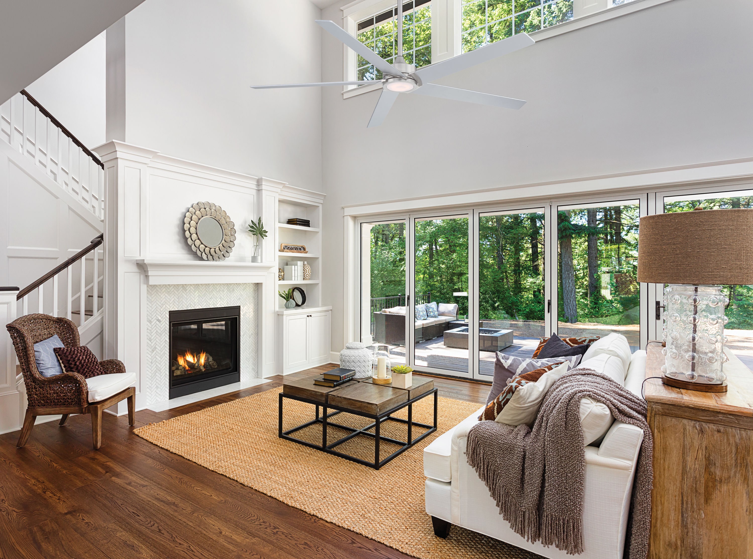 Minka Ceiling Fan Co. 84017 Havenworth 60-in Integrated LED Brushed Nickel with Silver Blades Ceiling Fan With Light - Remote Included ( 5 -Blade )