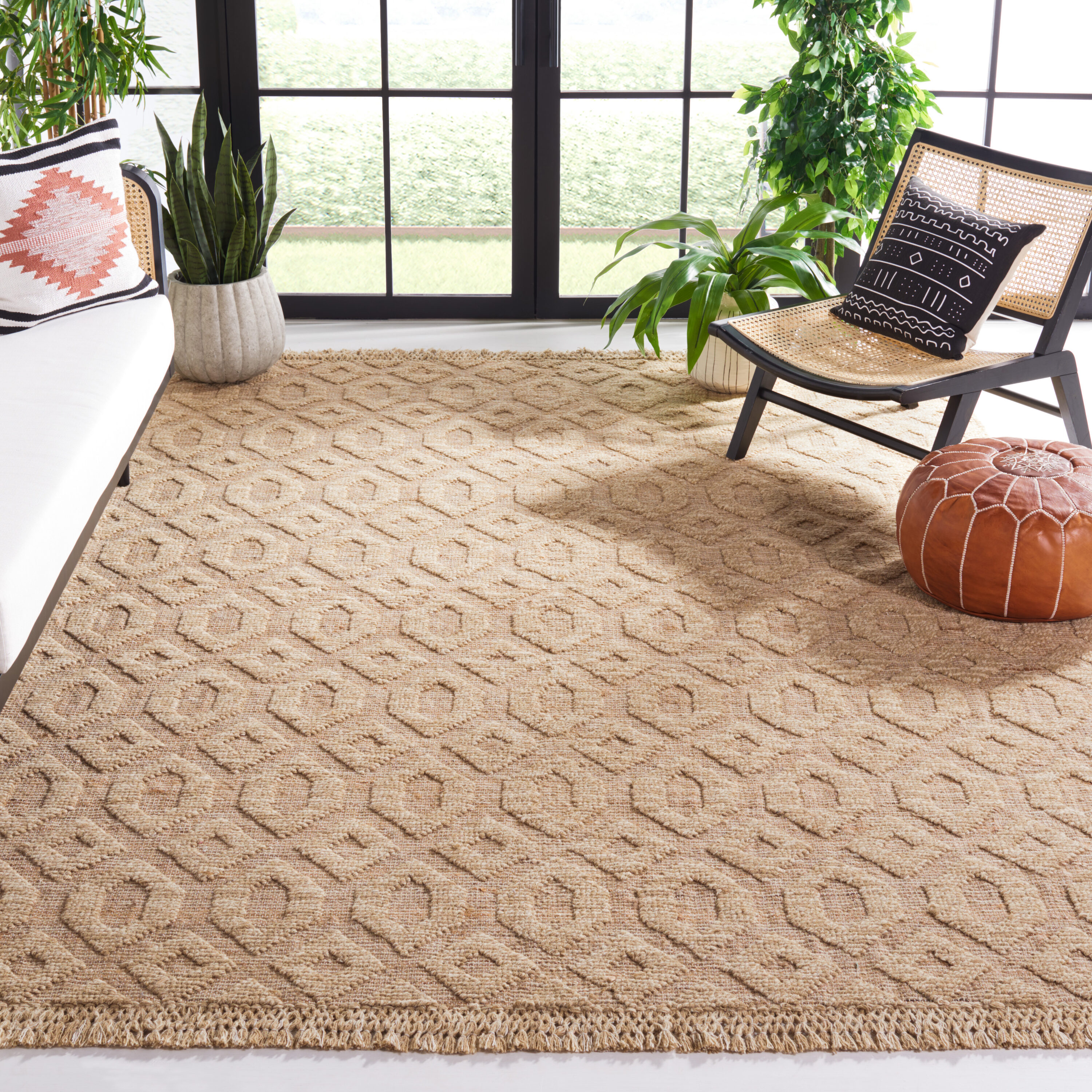  Natural Fiber 381 Natural/Beige Bohemian 8ft x 10ft Large Rectangle Rug