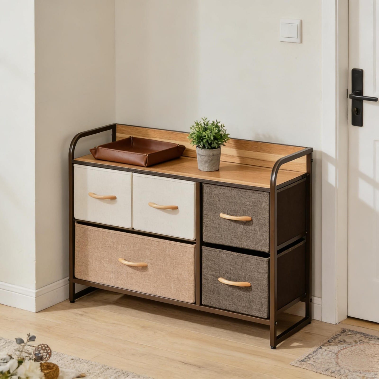 GlasFlength  Rustic Home Cabinet Freestanding Dresser Tower Hallway Storage Organizer Cabinet for Entryway Bedroom Living Room