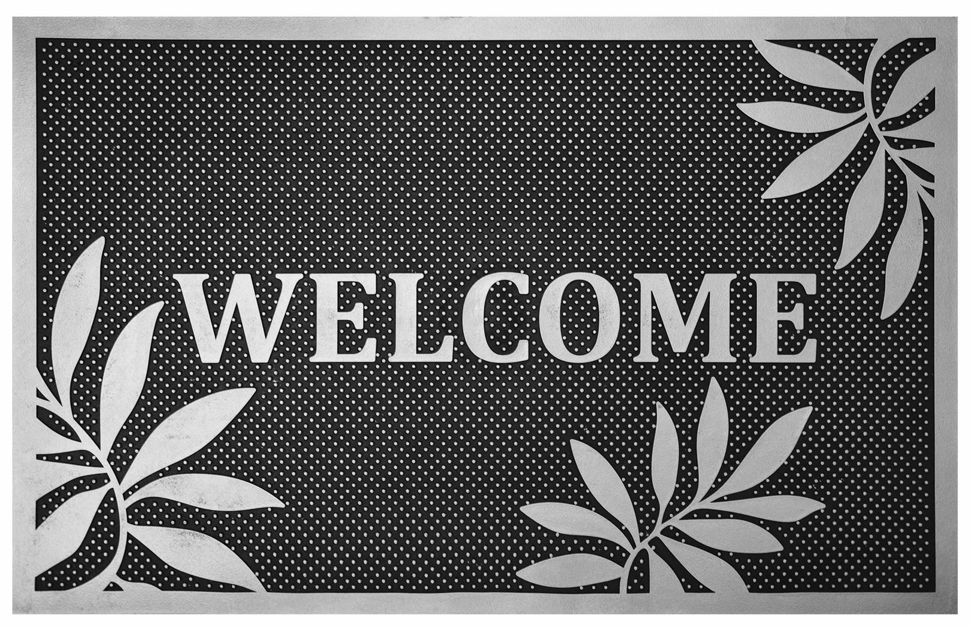 J&V TEXTILES VICTORIA SILVER 2-ft x 3-ft Silver PVC Rectangular Indoor or outdoor Decorative Door mat