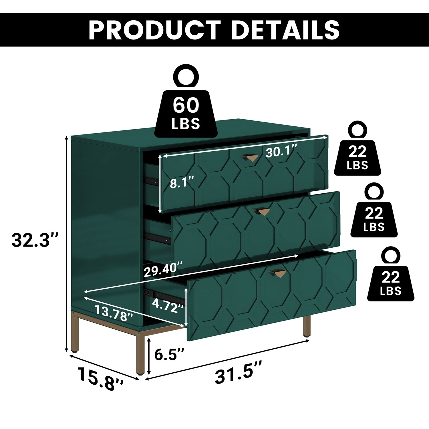 Mondawe MO-JH-009014-GR chests - View #6