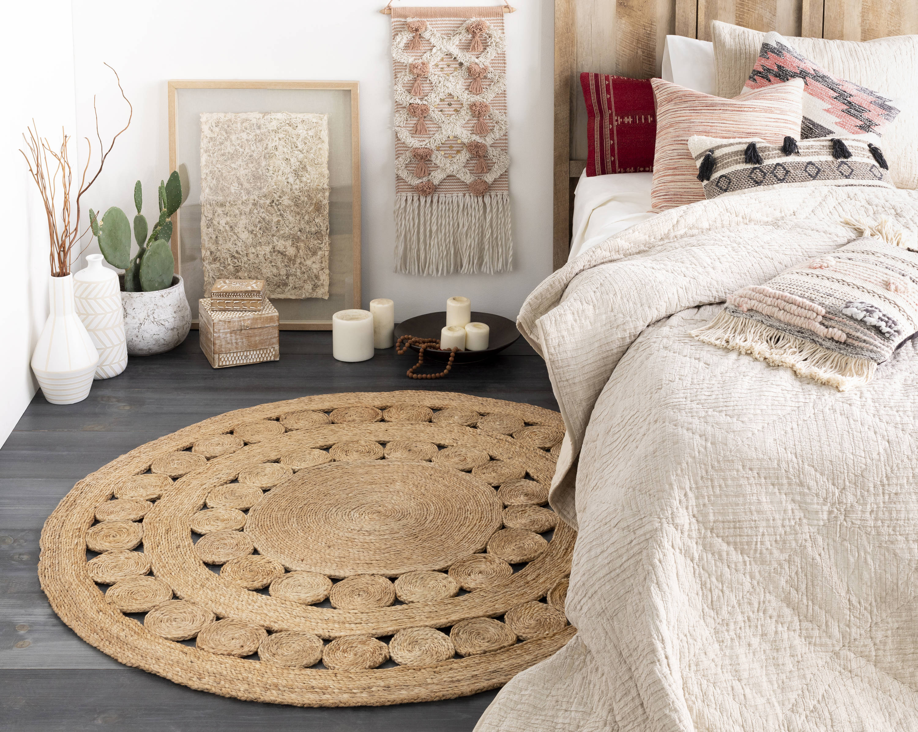 allen + roth Jute 5 X 8 (ft) Woven Jute Khaki Indoor Solid Area Rug in the  Rugs department at