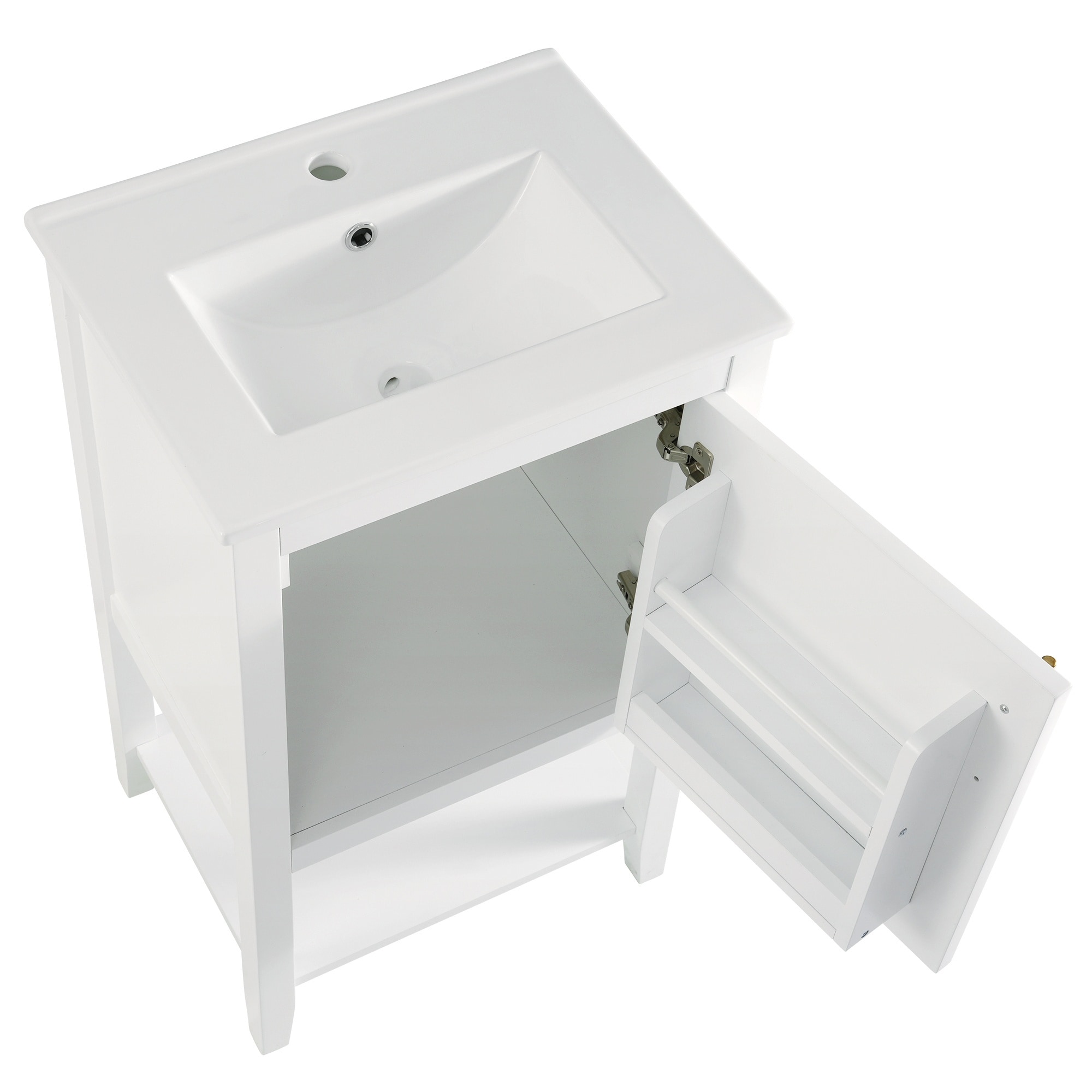 LIVACA 20 inch White Solid Wood and MDF Bathroom Vanity with Sink with ...