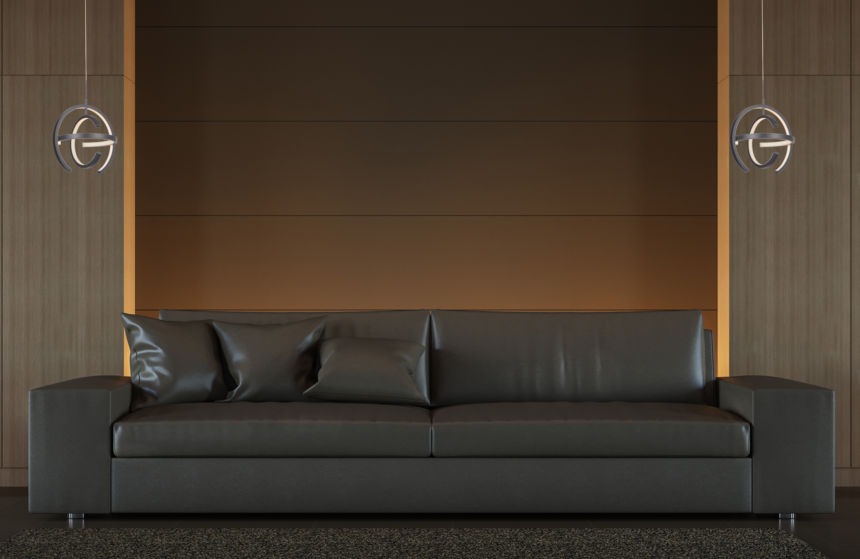 Modern Matte Black 13.75" Globe Pendant with LED Lighting