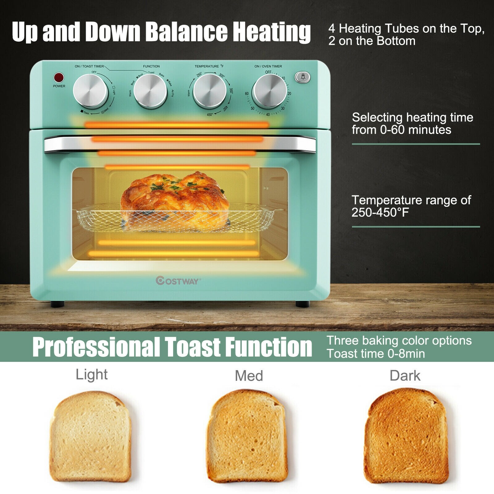 GZMR 6-Slice Green Convection Toaster Oven with Rotisserie (1550-Watt)