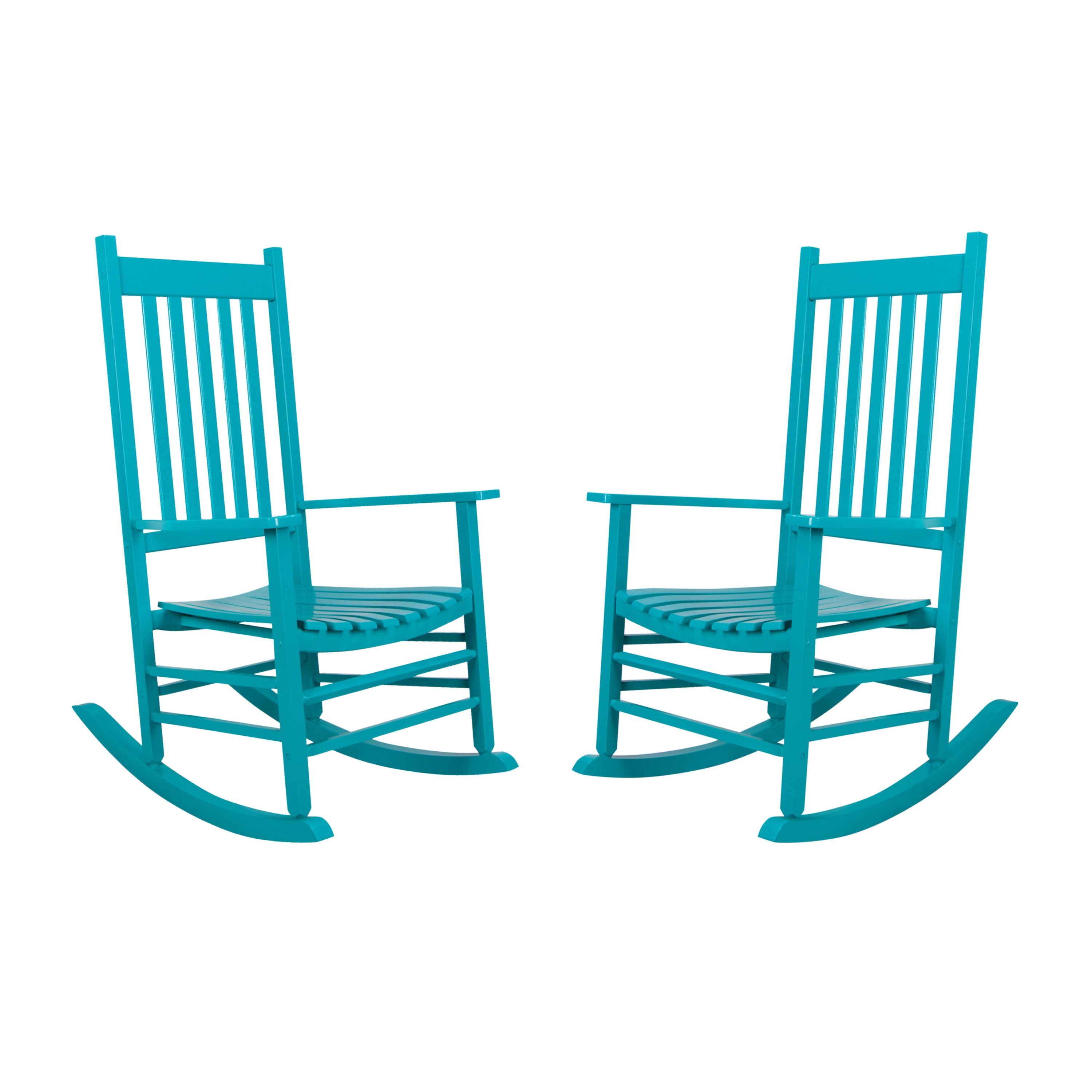 Shine Company KT4332AR-2 Set of 2 Aruba Wood Frame Rocking Chair with Slat Seat