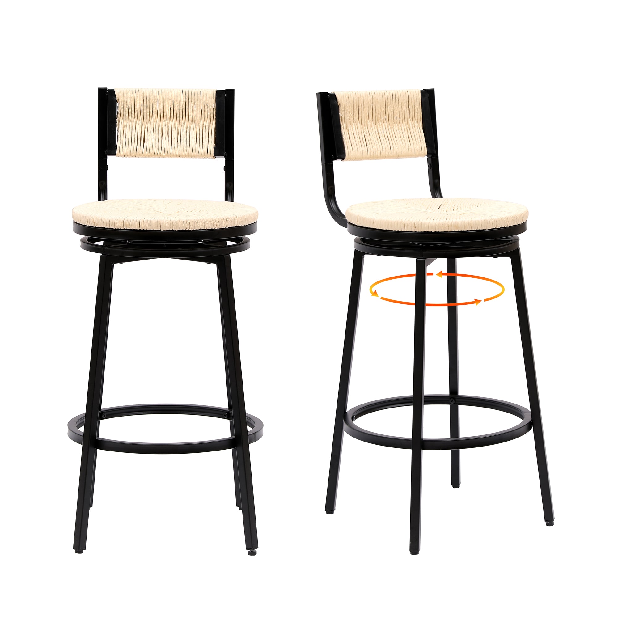 CESICIA K68A Creamy White 26.77-in H Counter height (24-in to 27-in) Round Seat Metal Bar Stool