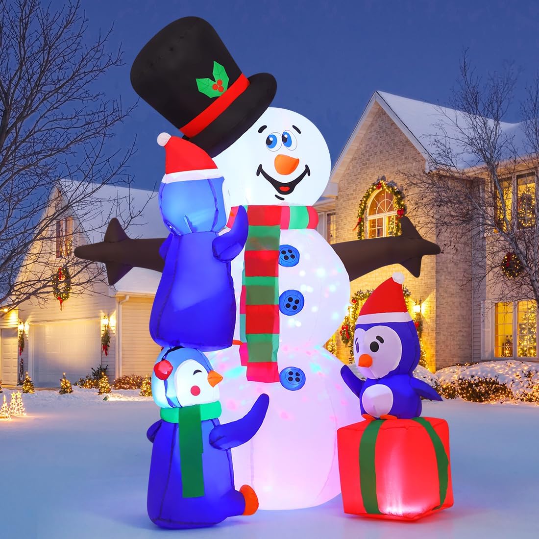 GOOSH 5.6-ft Lighted Snowman Christmas Inflatable In The Christmas ...