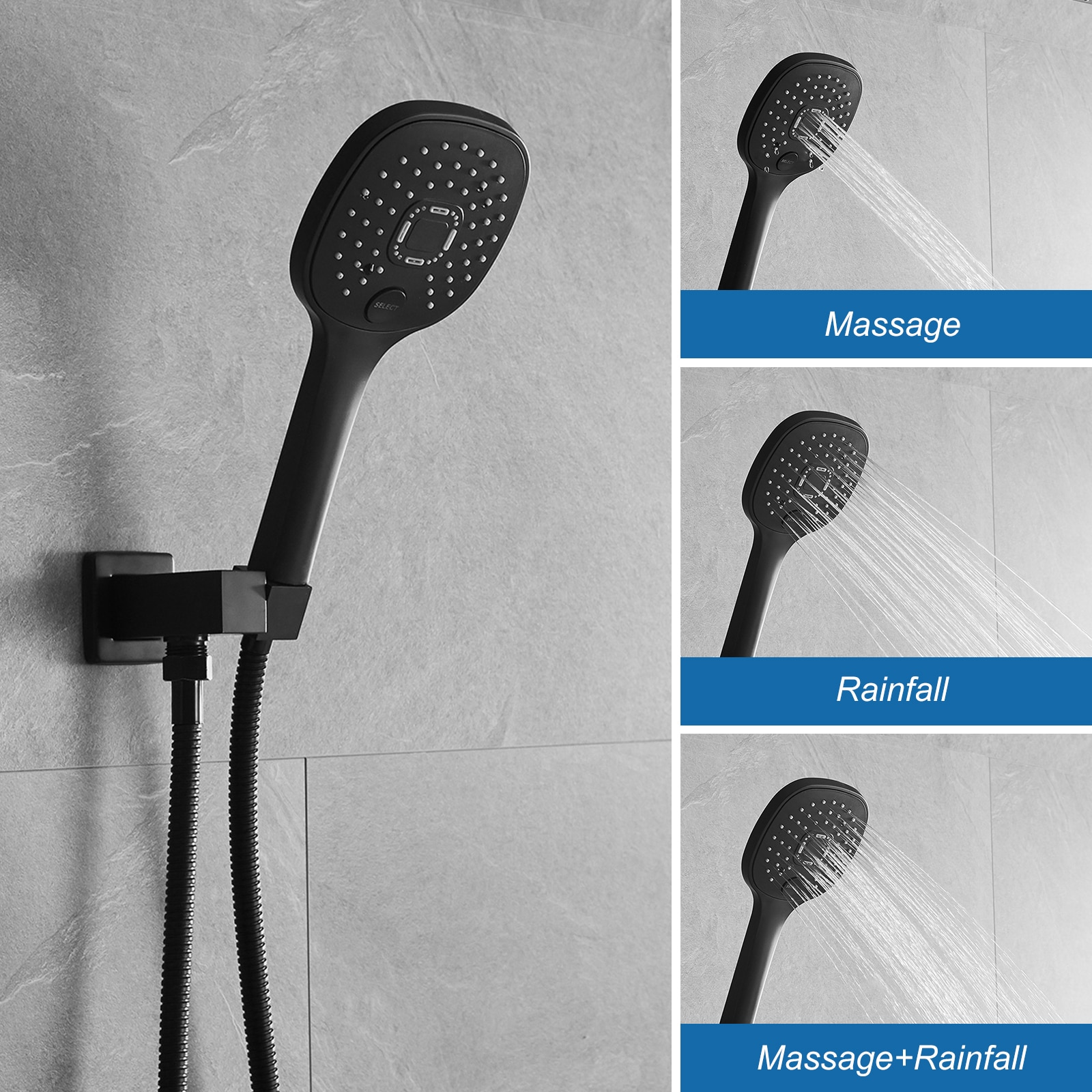 BWE A-95009-BLACK Showerhead-Bar-Panels - View #4