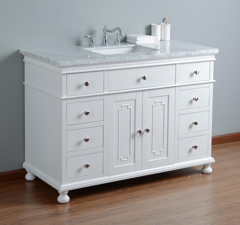 Stufurhome 48-in White Undermount Single Sink Bathroom Vanity with ...