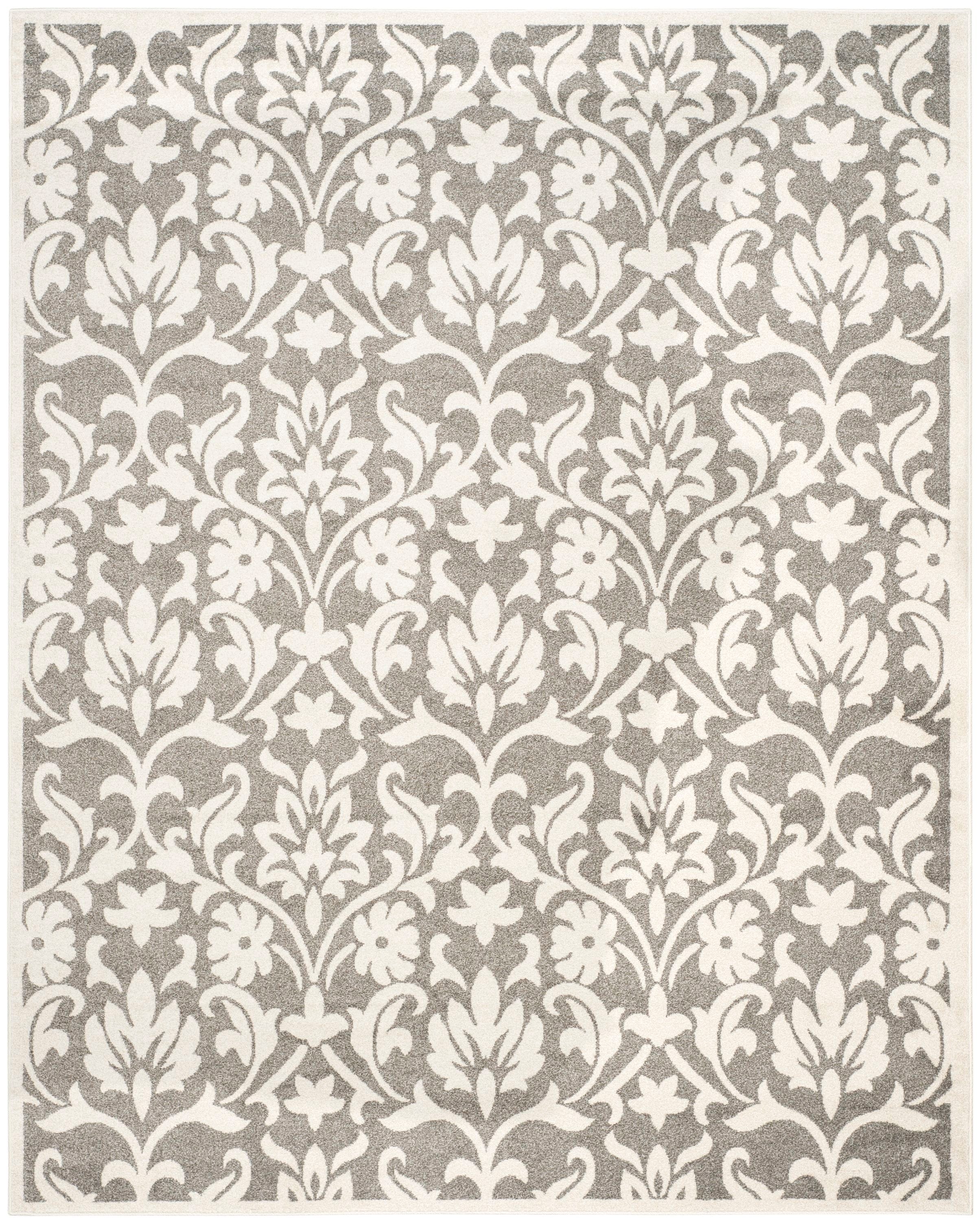 Safavieh AMT424R-8 Amherst Bouquet 8 x 10 (ft) Loomed Synthetic Dark Gray/Beige Rectangular Indoor/Outdoor Floral/Botanical Area rug