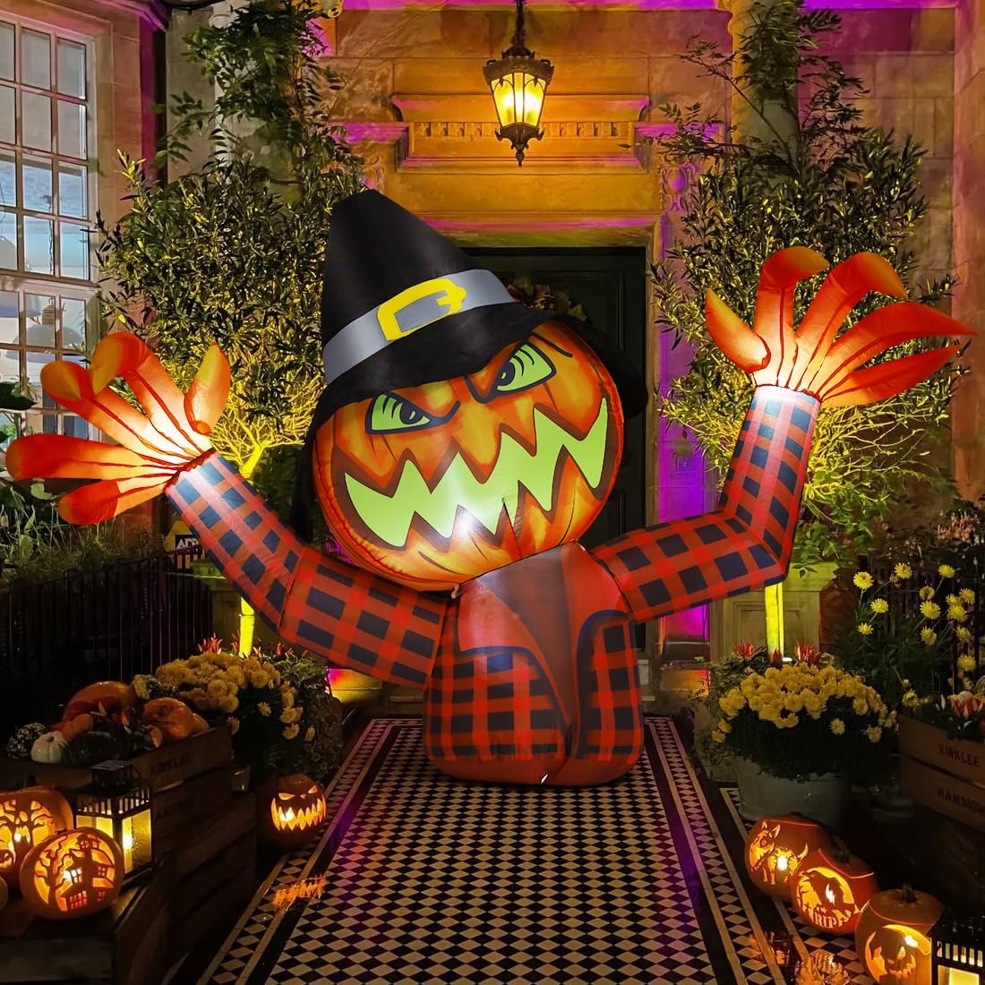 GOOSH Pre-Lit Pumpkin Inflatable in the Outdoor Halloween ...