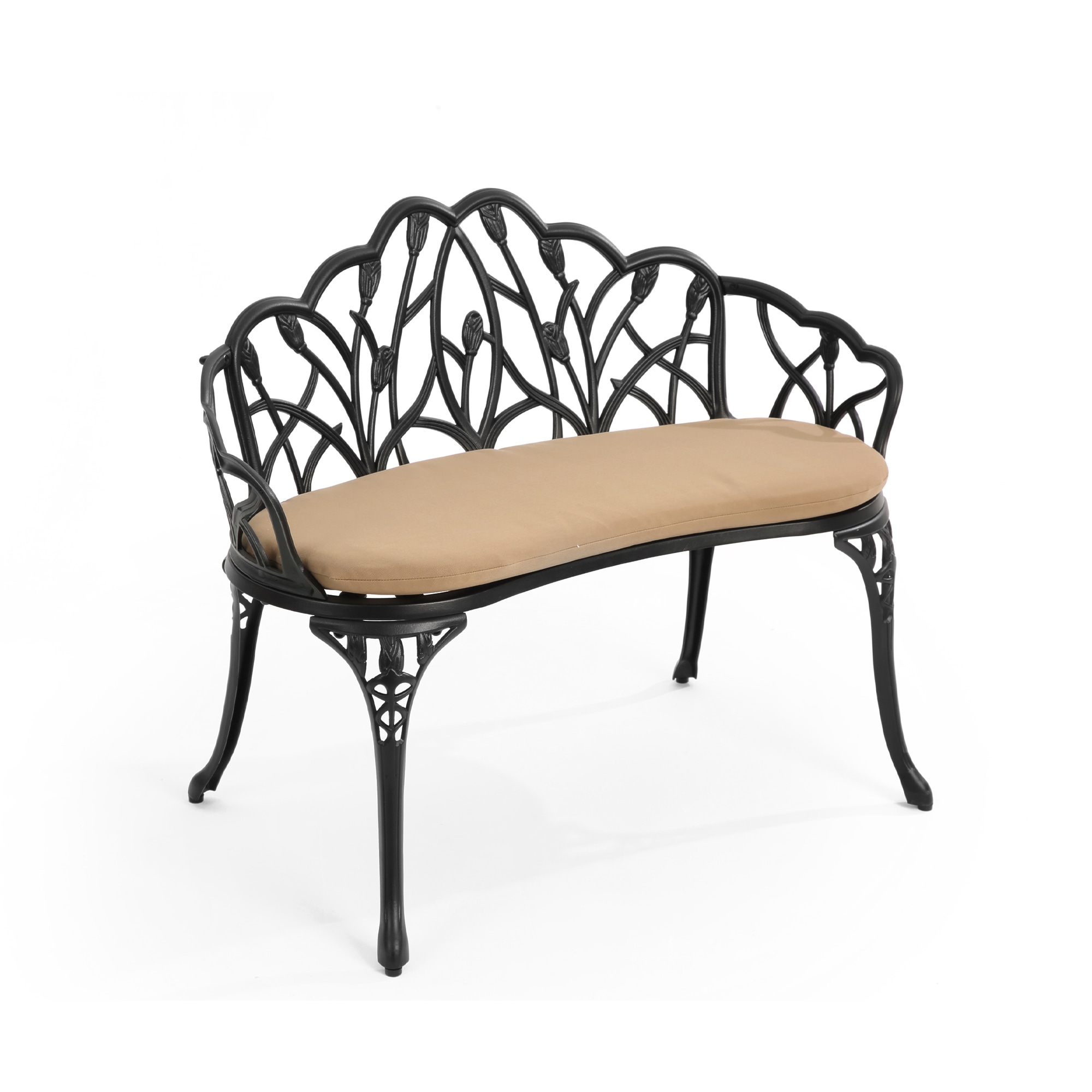 Mondawe MD-KT79030 Black Aluminum Frame Stationary Beach Chair with Brown Slat Seat