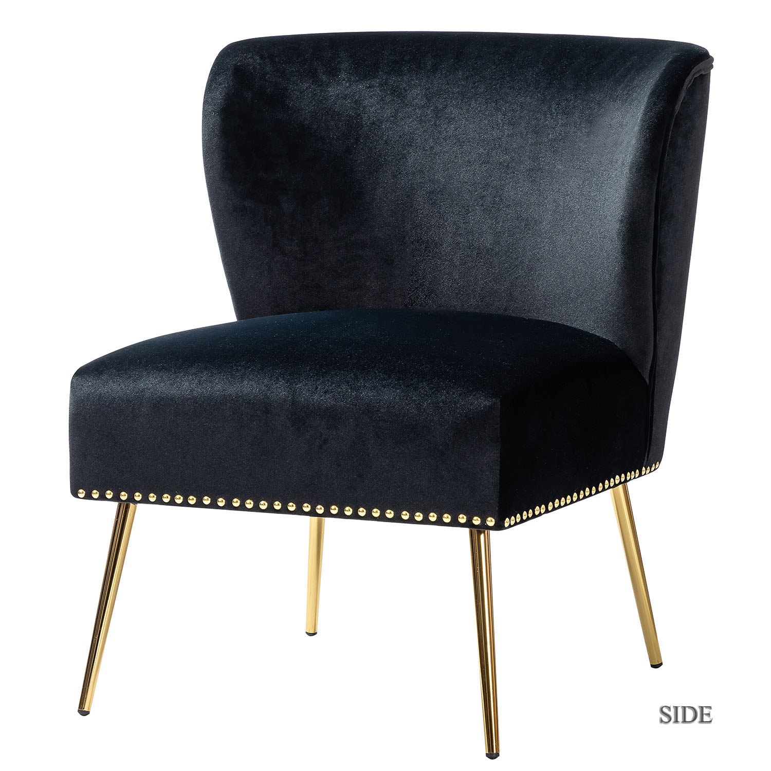 14 Karat Home CHM0106-BLACK Modern BLACK Velvet Accent Chair