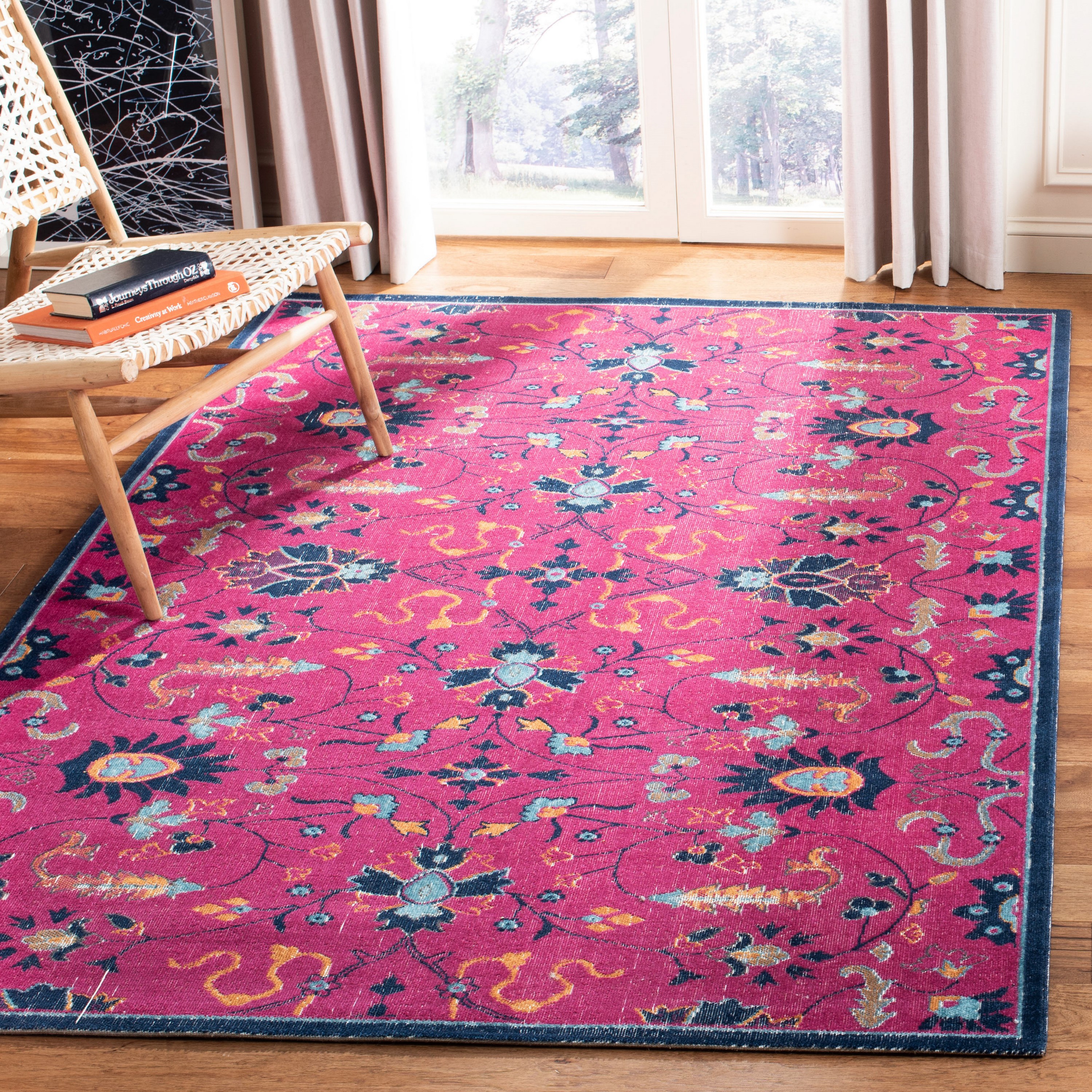 Safavieh ATN338F-4 Artisan Imperia 4 x 6 (ft) Loomed Polypropylene Fuchsia/Multi Rectangular Indoor Distressed/Overdyed Bohemian/Eclectic Area rug