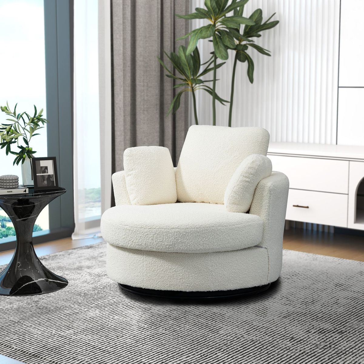 JASMODER W129852397 41-in Modern Ivory Polyester/Blend Sofa