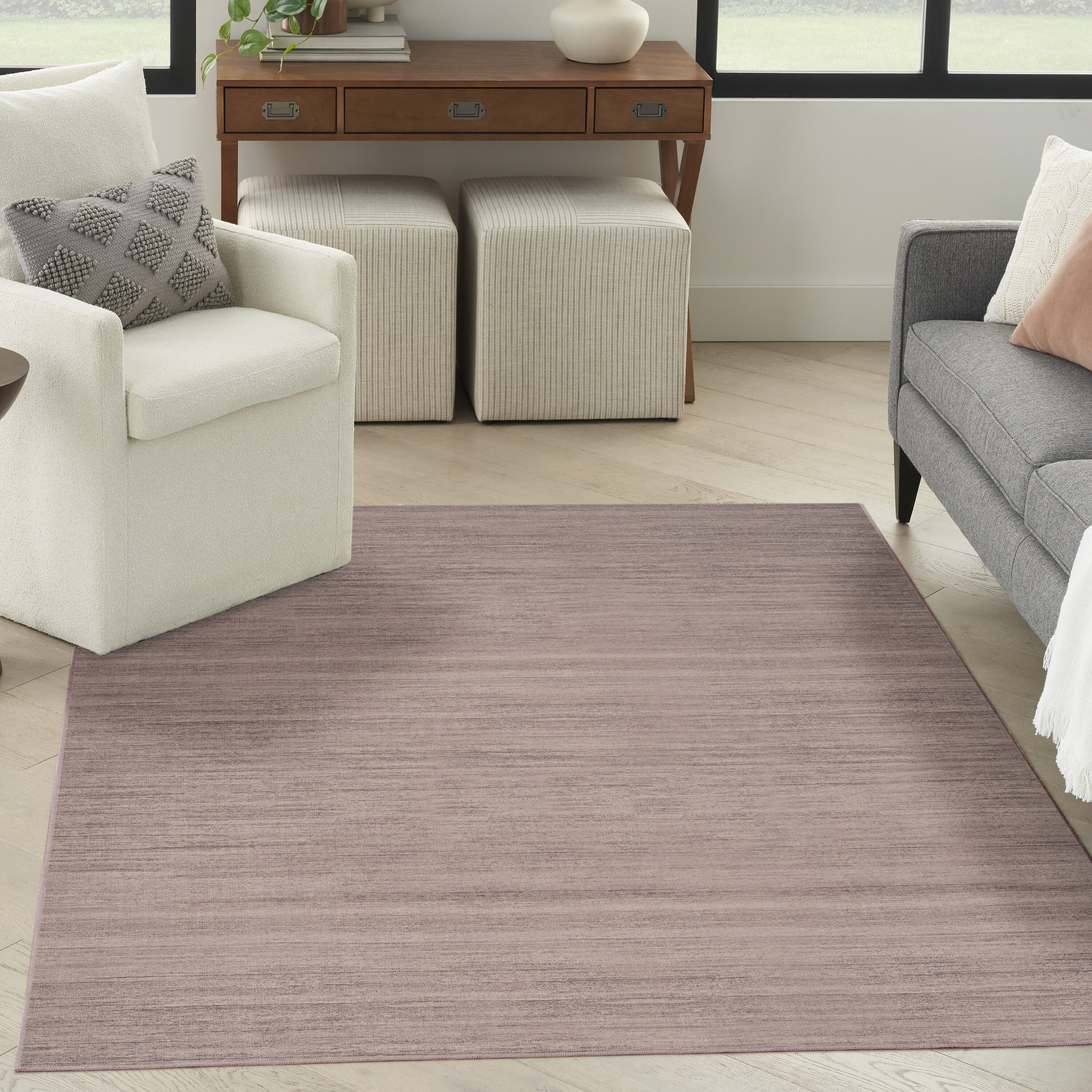 Nourison Home 099446950031 5 x 7 (ft) Cotton/Polyester Natural Rectangular Indoor Solid Machine washable Area rug