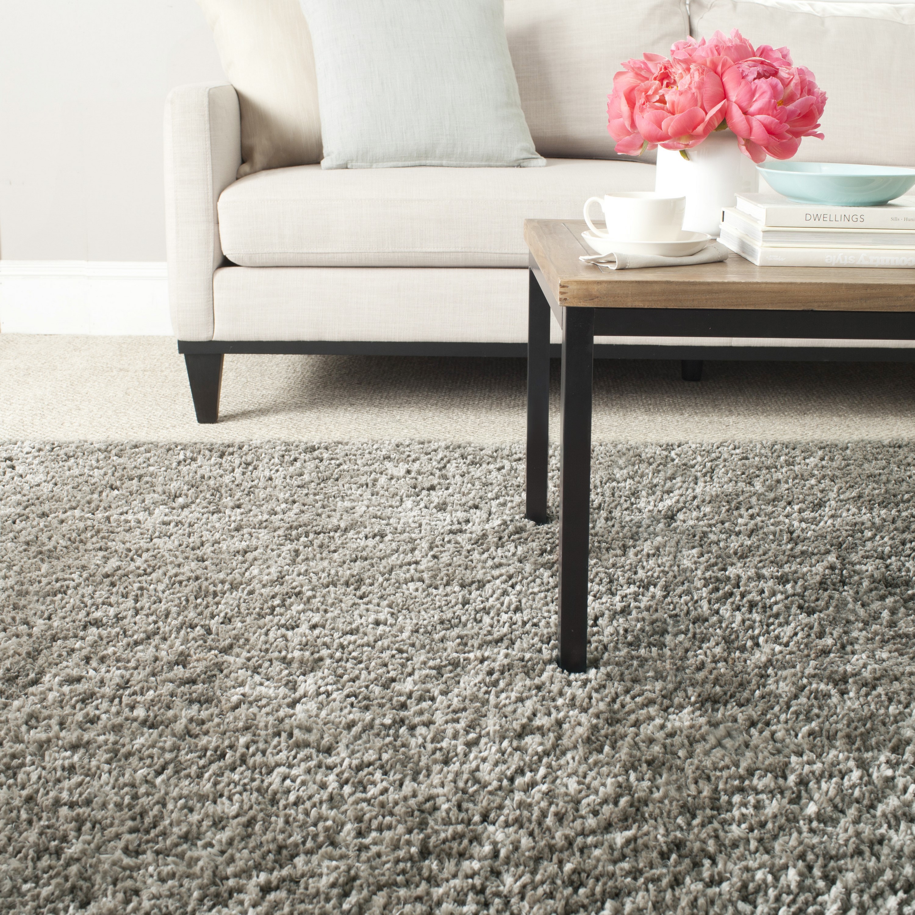 Safavieh Supreme Shag 4 x 6 Silver Indoor Solid Area Rug in the Rugs  department at