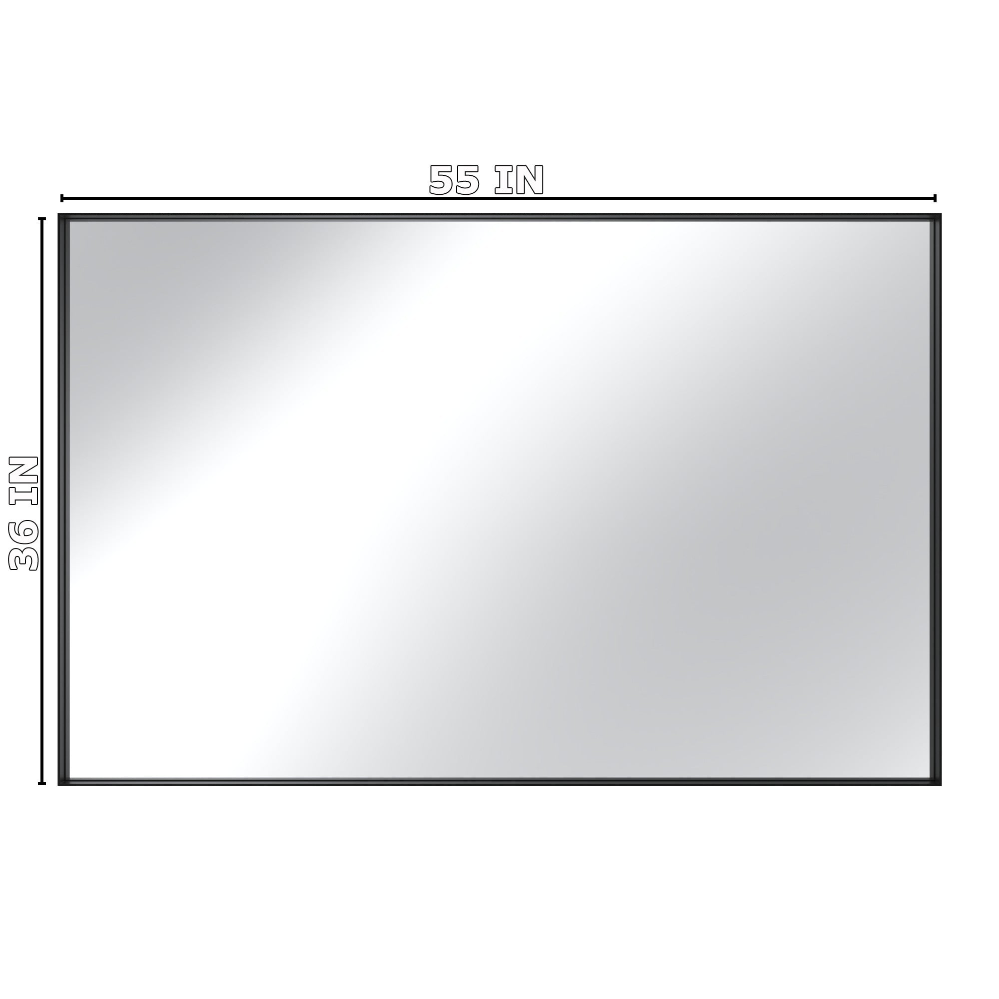 Boyel Living BLC-RA13990-B Matte Black Aluminum Alloy Frame Bathroom Mirror Without Lighting HorizontalVertical Use 55-in x 36-in