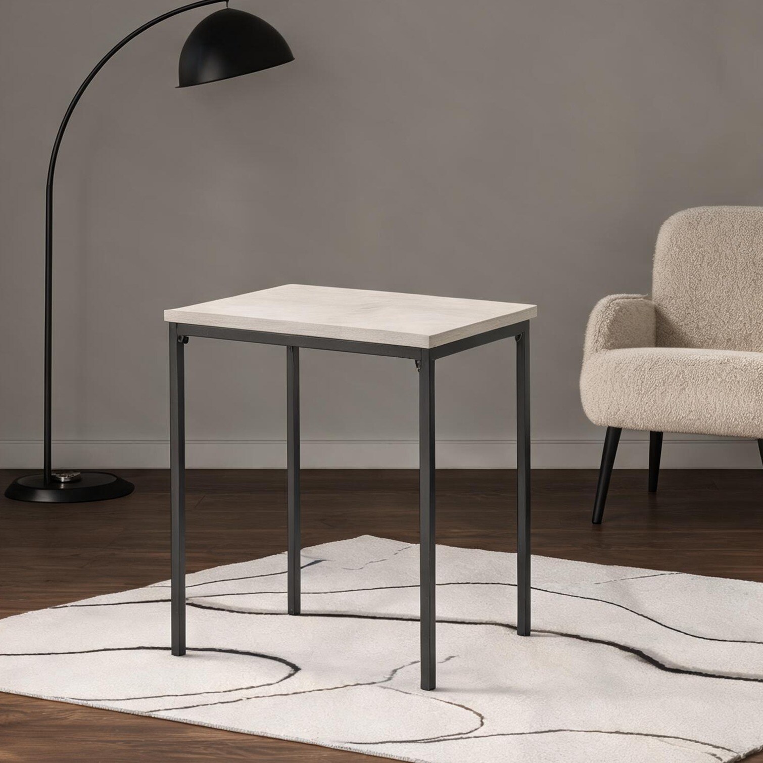 Watnature - Washed oak laminate square accent table modern side or nightstand 22 in H