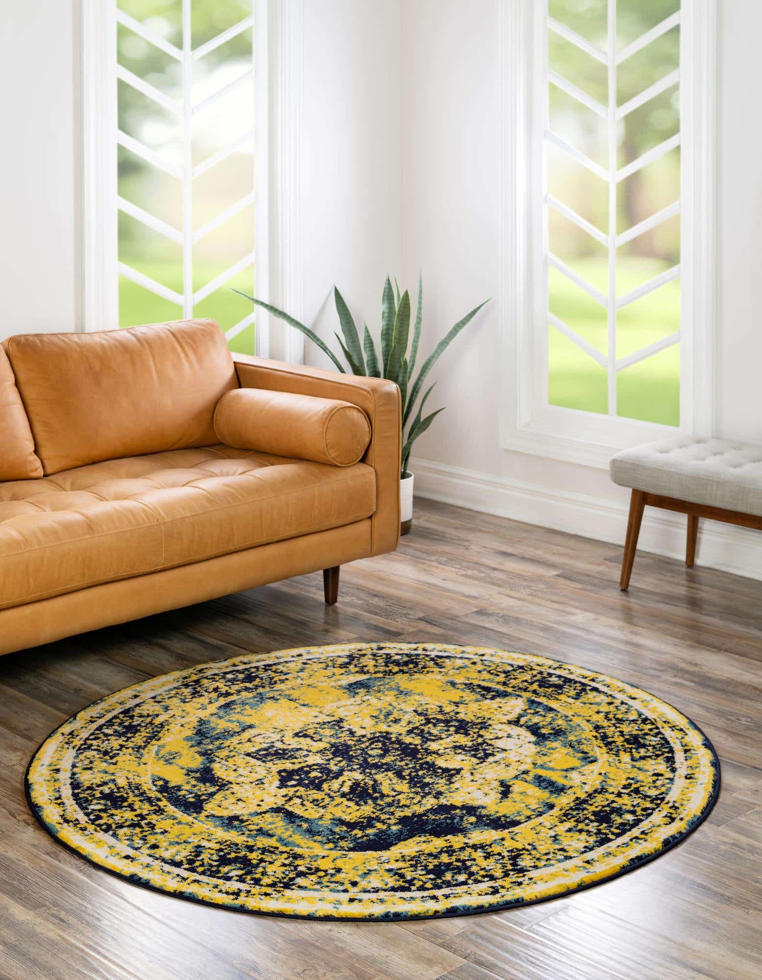 Unique Loom 3147063 Sofia 7 x 7 (ft) Loomed Polypropylene Navy Blue Round Indoor Area rug