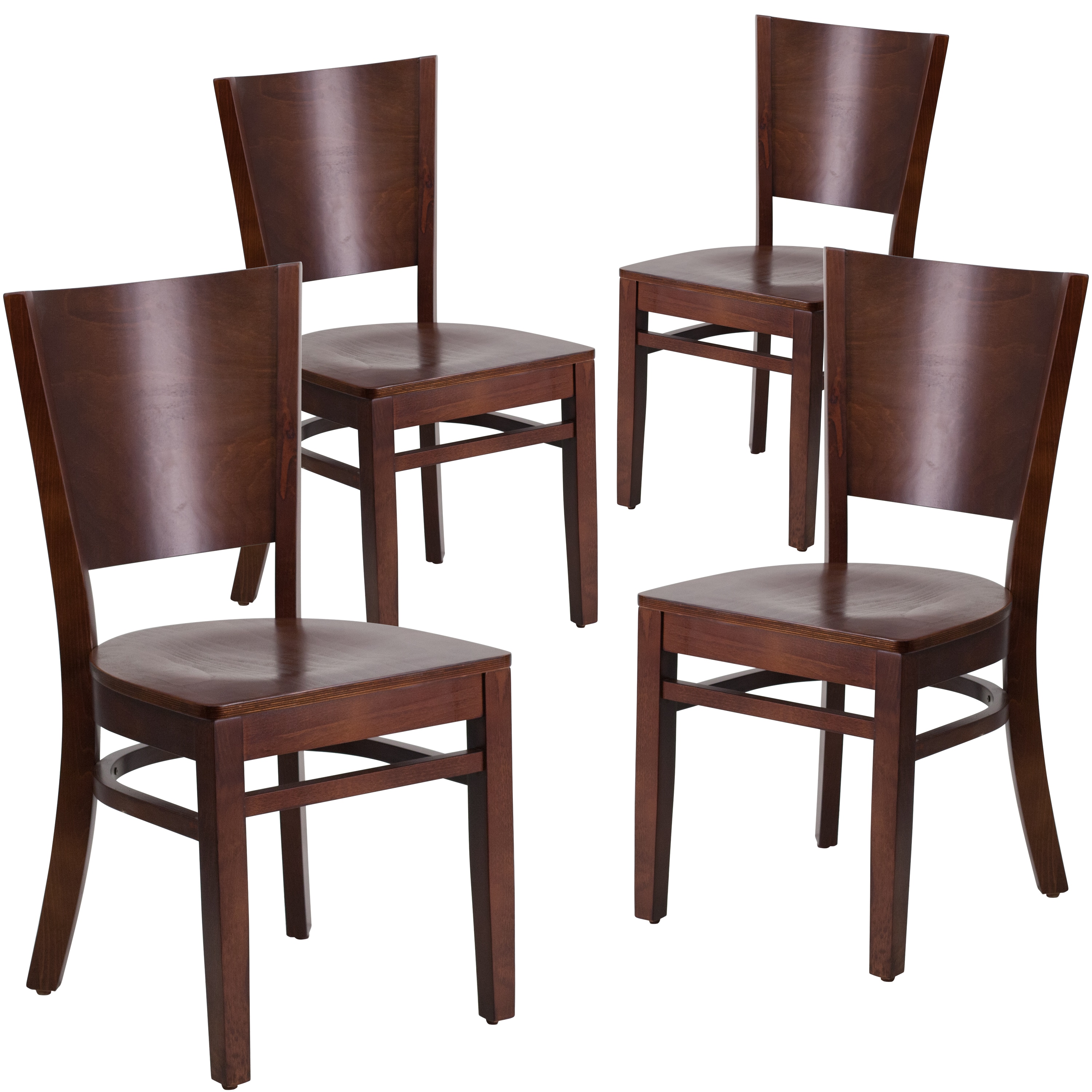 Flash Furniture 889142020295 4 Pk. Lacey Series Solid Back Walnut Wood Restaurant Chair