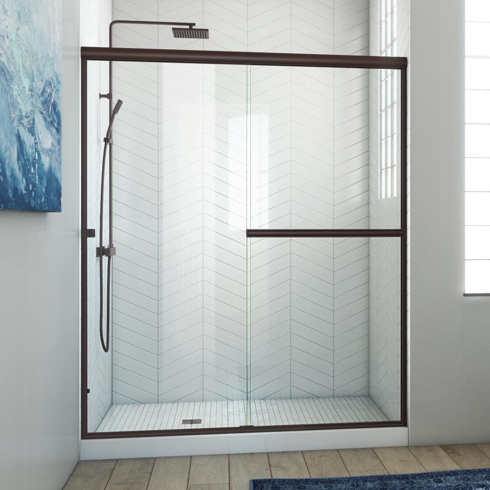 Arizona Shower Door Lite-Euro Anodized Oil Rubbed Bronze 56-in to 60-in x 70.375-in Semi-frameless Bypass Sliding Shower Door Stainless Steel -  LESE60X703AOBCL