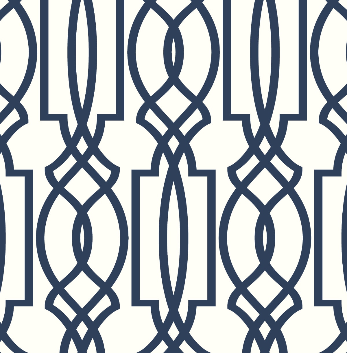 NextWall NW31502 30.75-Sq. Feet Navy and White Vinyl Geometric Self-adhesive Peel and Stick Wallpaper
