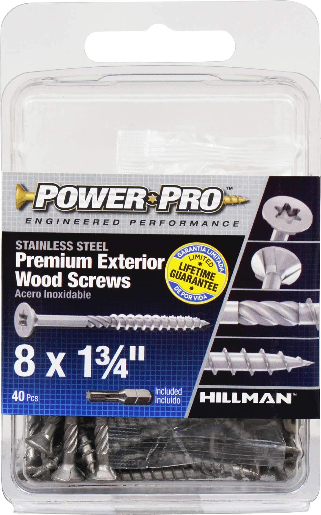 Power Pro 42488 #8 x 1-3/4-in Stainless steel Exterior Wood screws ( 40 -Per Box )
