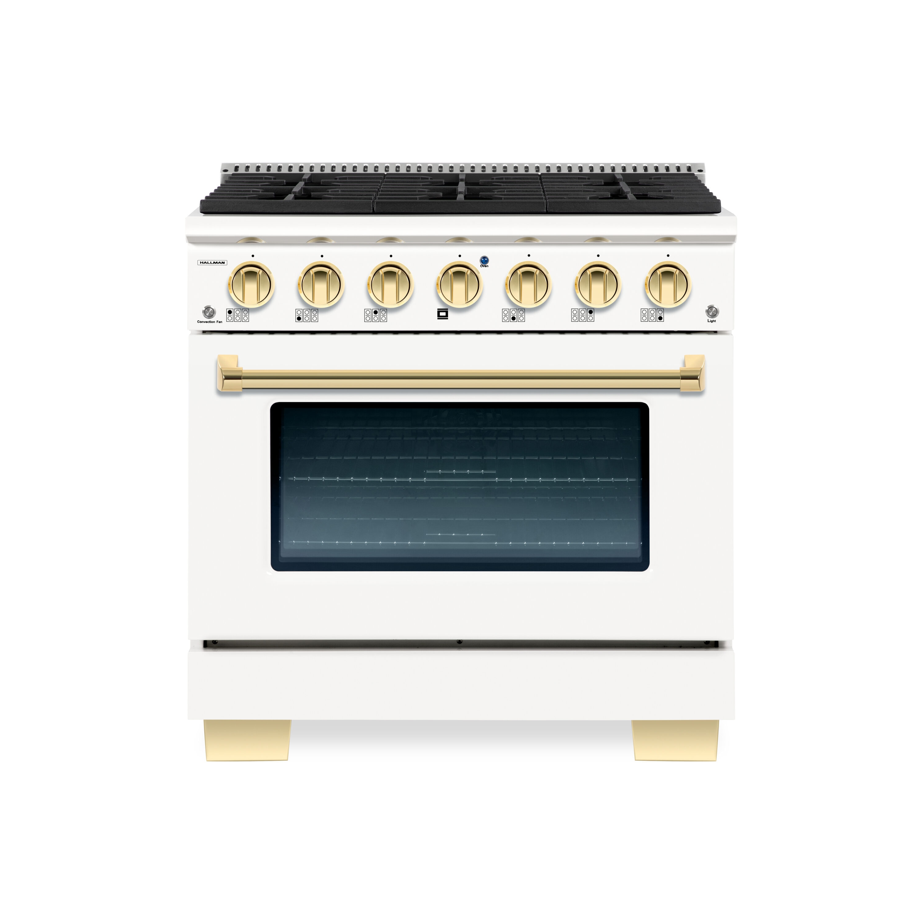 Hallman HBRG36BSWT 36-in 6 burners 5.2-cu ft Convection Oven Freestanding Natural Gas Range ( White )