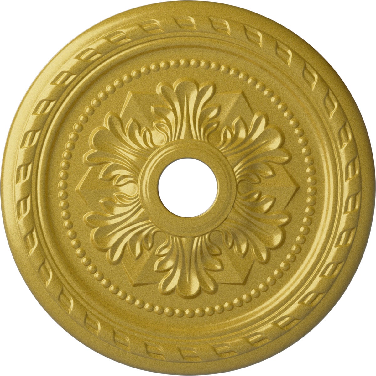 Ekena Millwork CM23PMRGS Palmetto 23.625-in W x 23.625-in L Painted Rich Gold Polyurethane Whole Ceiling Medallion