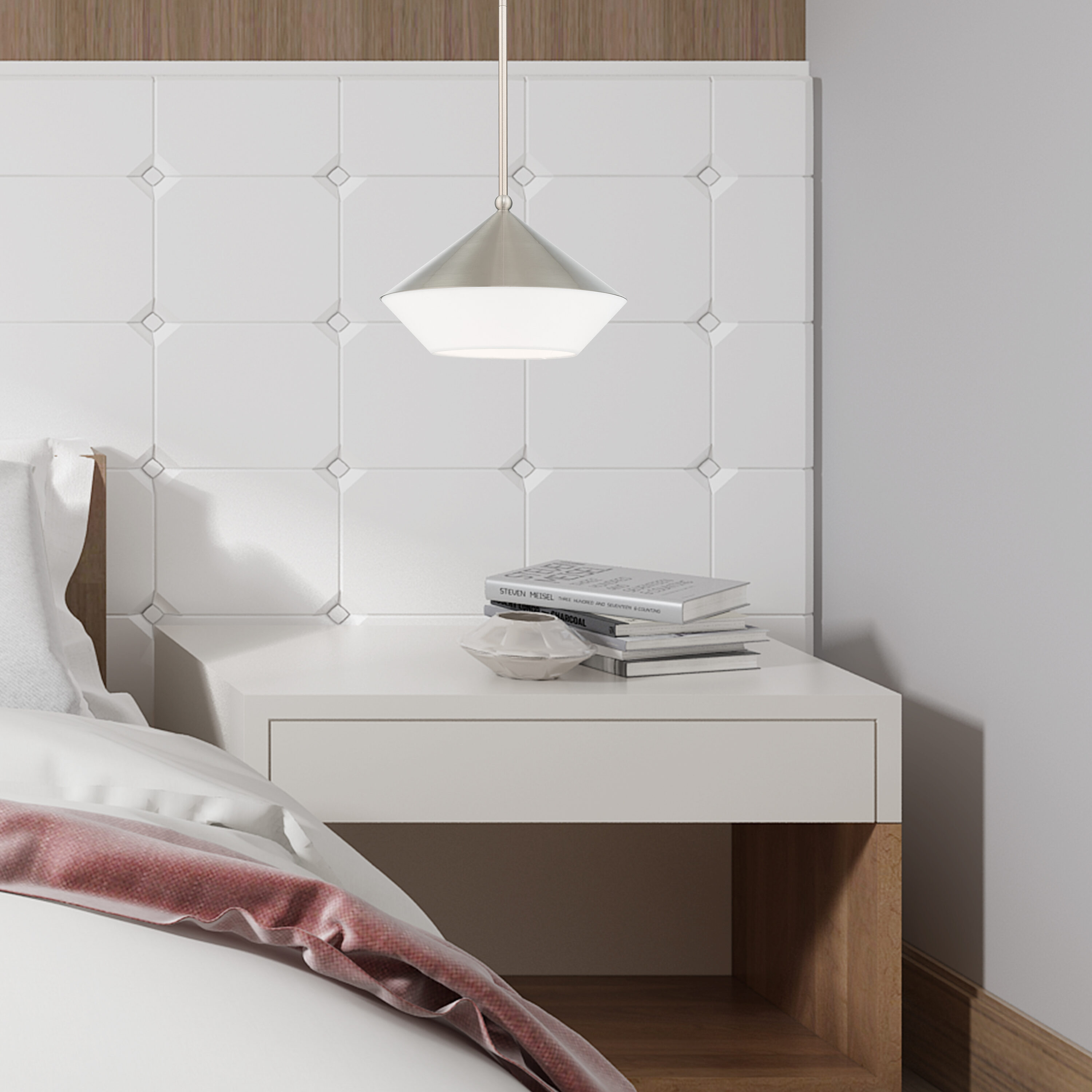 Stockholm Brushed Nickel Mini Pendant with Glass Shade
