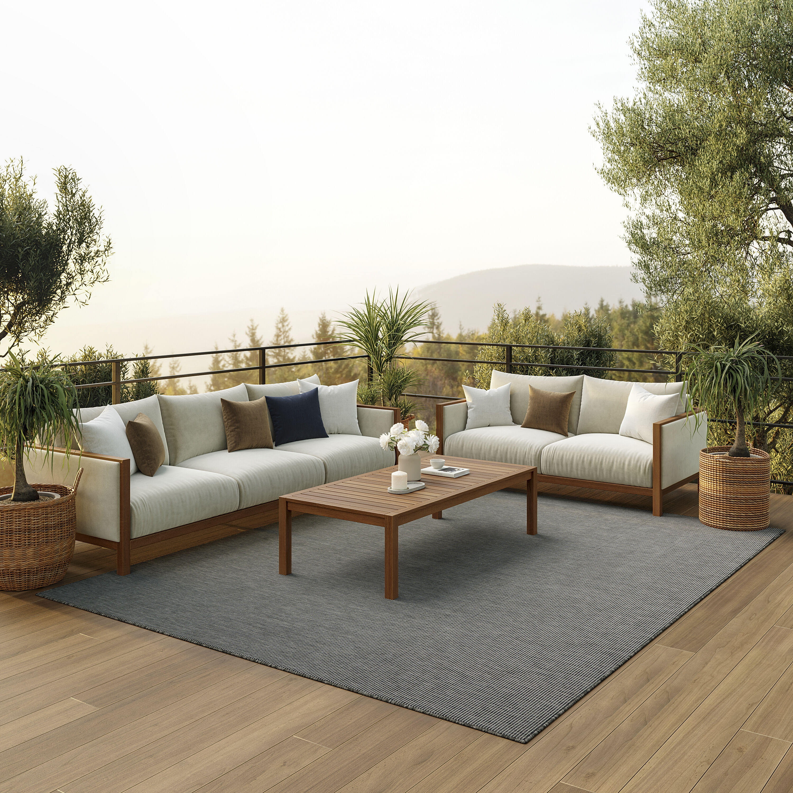 Nourison 99446791009 Positano 8 x 10 (ft) Loomed Polypropylene Charcoal Rectangular Indoor/Outdoor Solid Wash with water Area rug