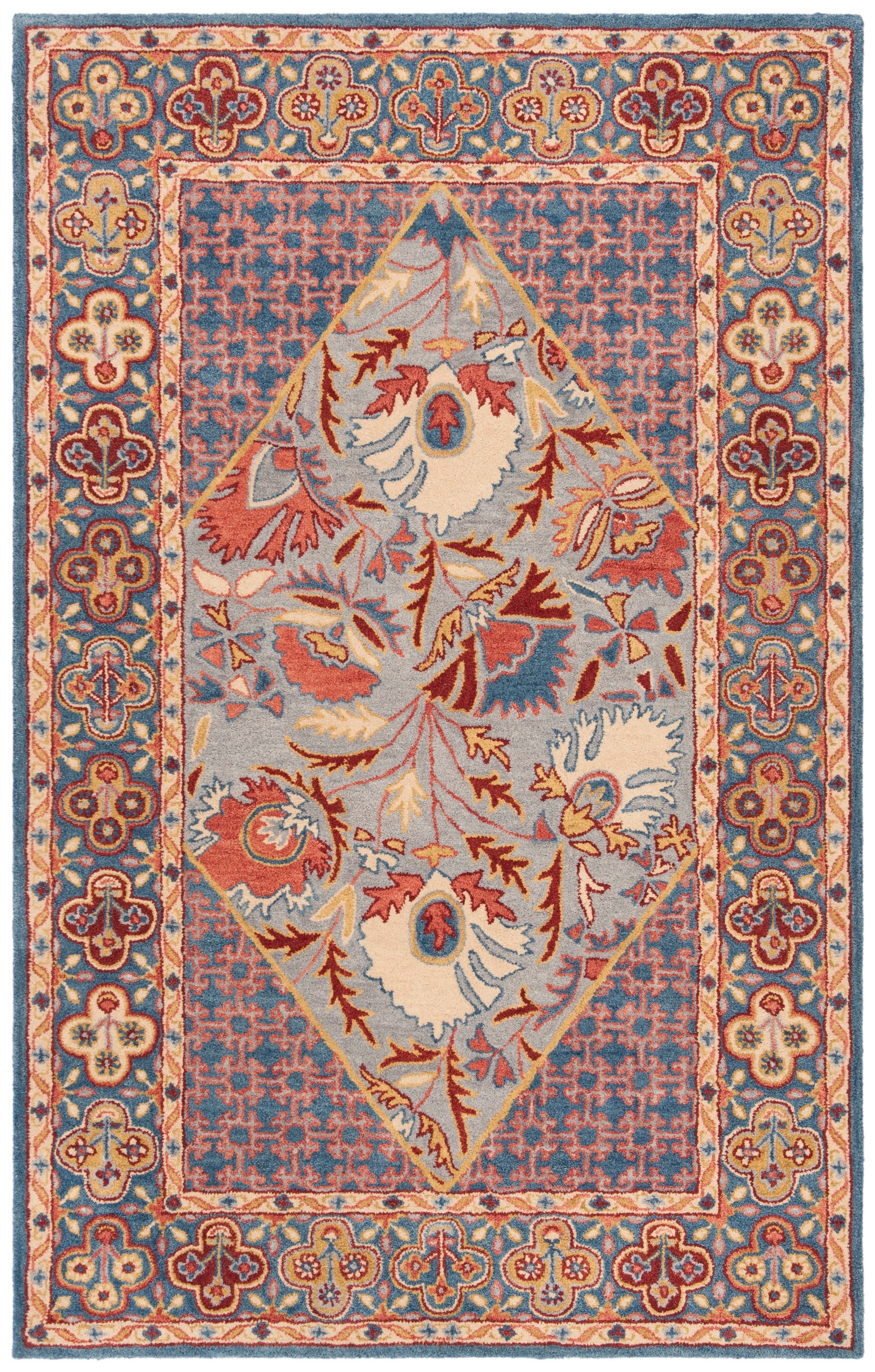 Handmade Blue Wool Tufted Reversible 5' x 8' Rug
