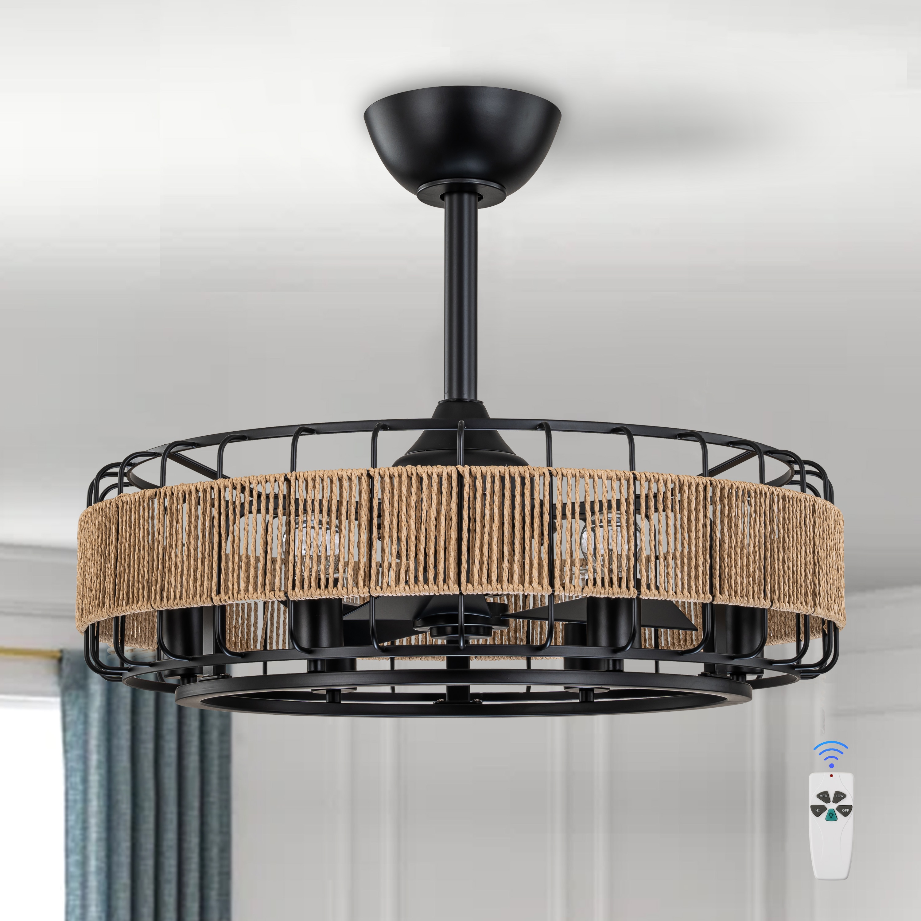 C Cattleya LCA2437-CF 23.25-in Black with Black Blades Ceiling Fan With Light and Remote ( 3 -Blade )