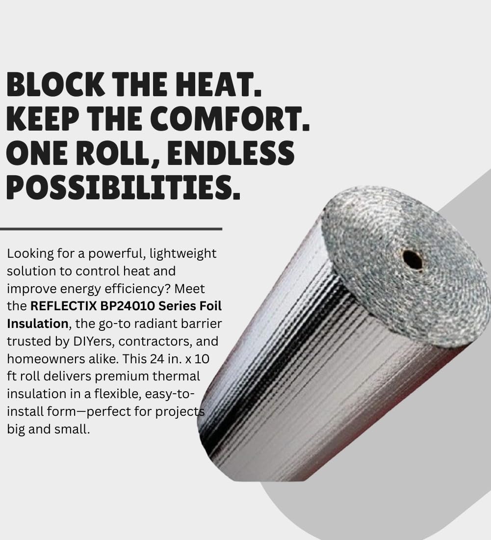 Reflectix 24 in x 10 ft Radiant Barrier Insulation Roll - Double-Bubble ...