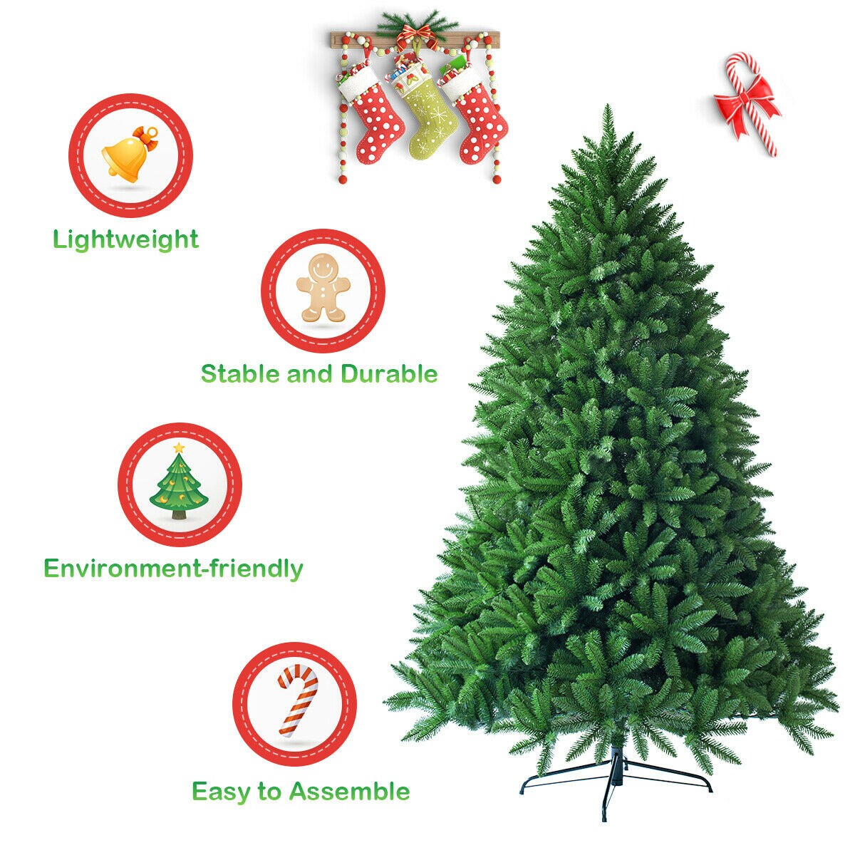 Forclover 7.5-ft Artificial Tree Slim Artificial Christmas Tree in the ...