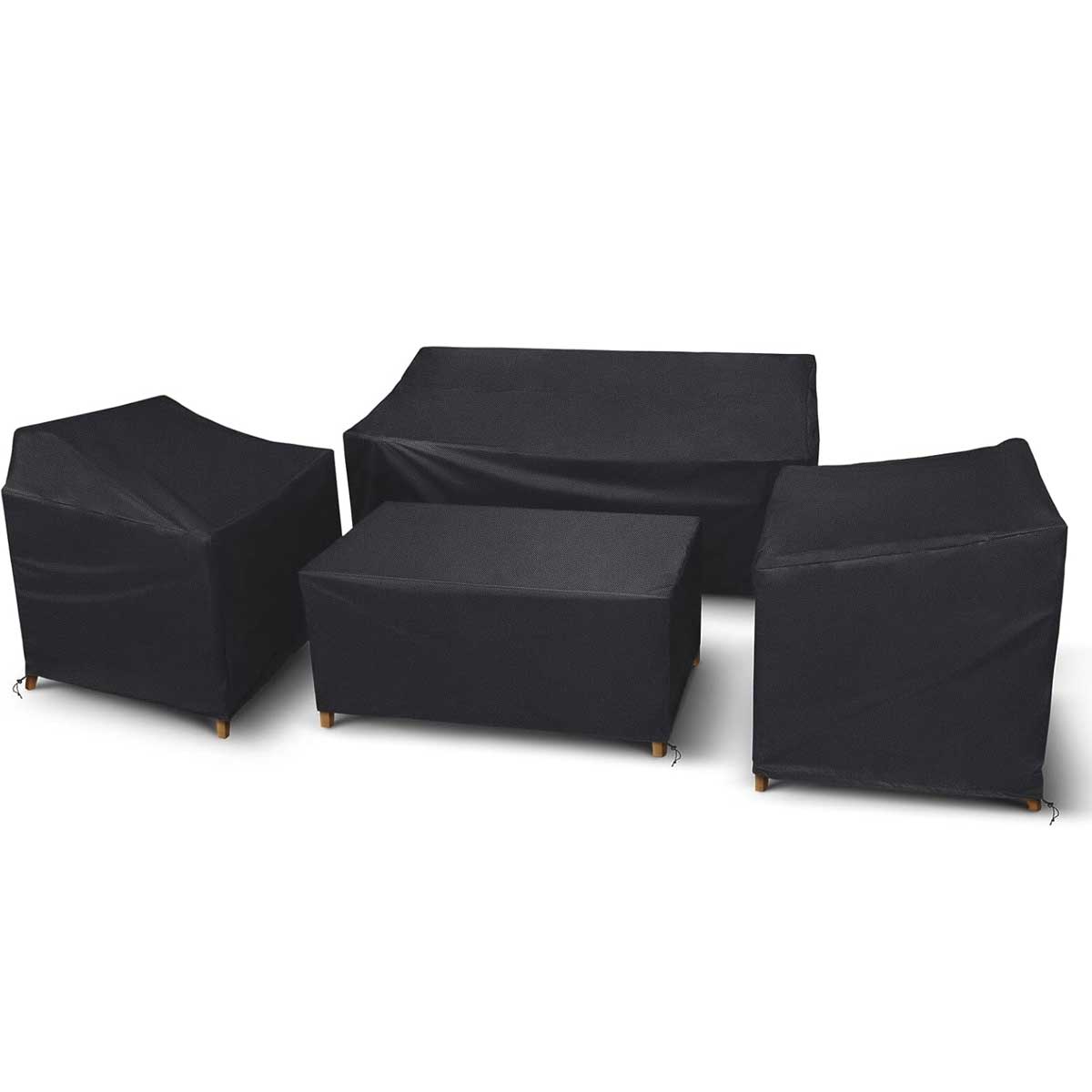 Aoibox LABPC2904 4 Piece Patio Furniture Set Cover for Outdoor Couch Lawn Chairs Coffee Table Windproof with Buckle Strap Black