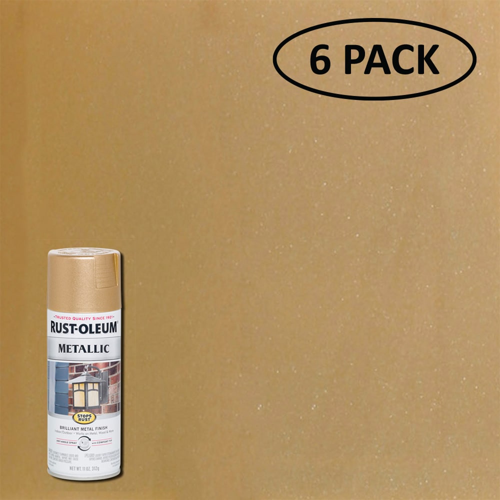 Rust-Oleum Stops Rust 6-Pack Gloss Warm Gold Metallic Spray Paint (NET WT.  11-oz) in the Spray Paint department at