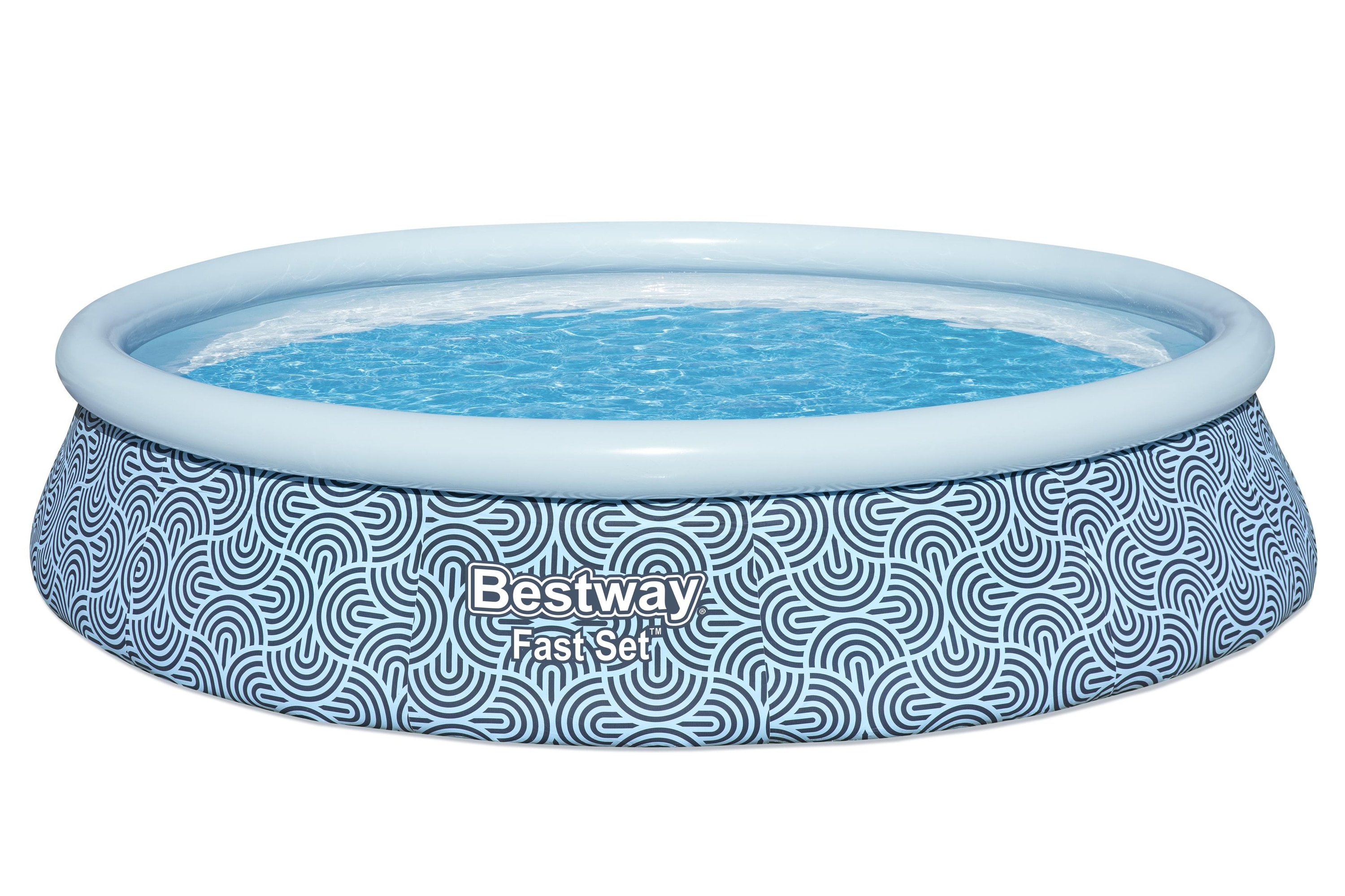 Bestway  Fast Set 13 Feet x 33 Inches Round Inflatable Swimming Pool Set Rattan Print