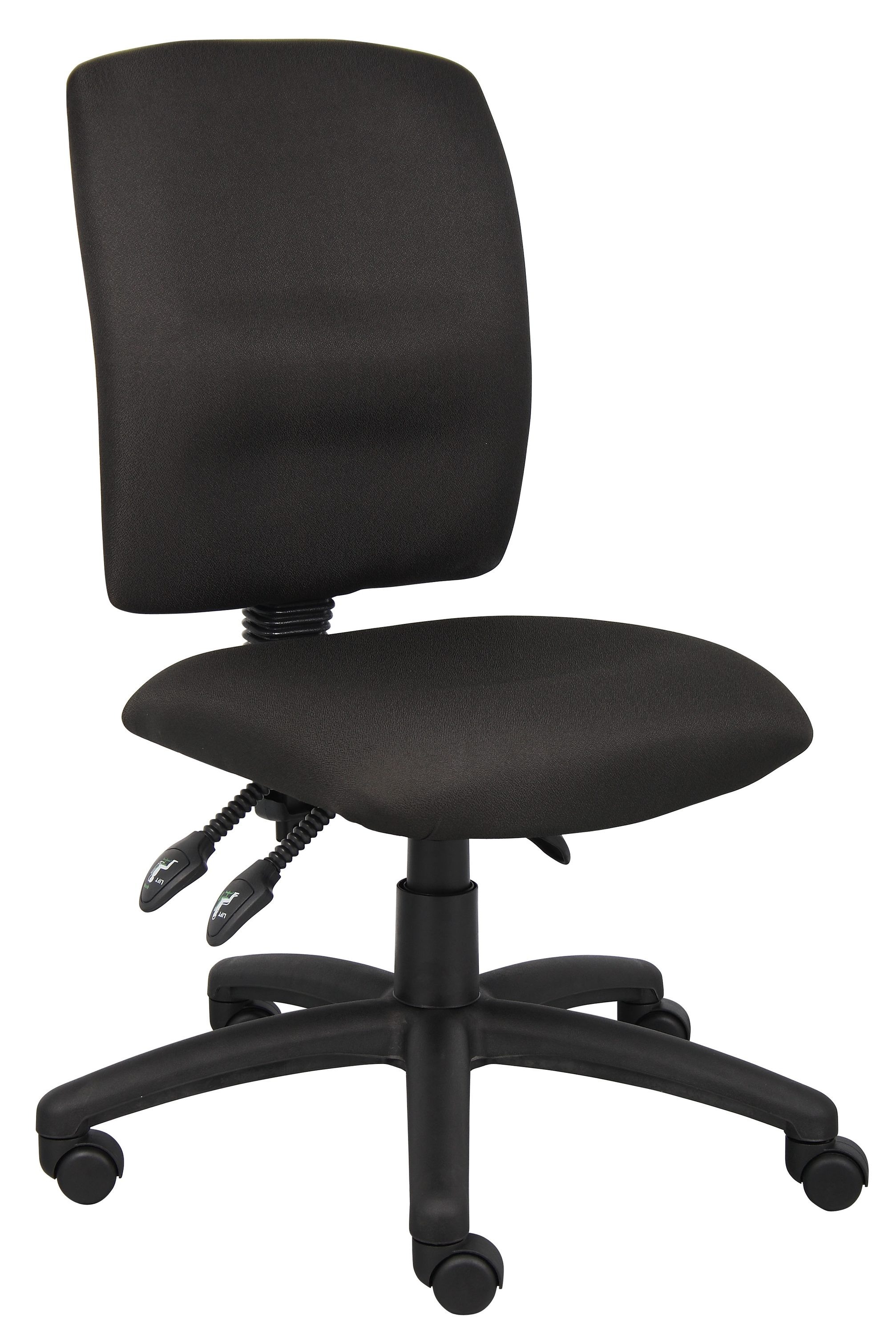 Adjustable Swivel Task Chair in Black Fabric with Lumbar Support