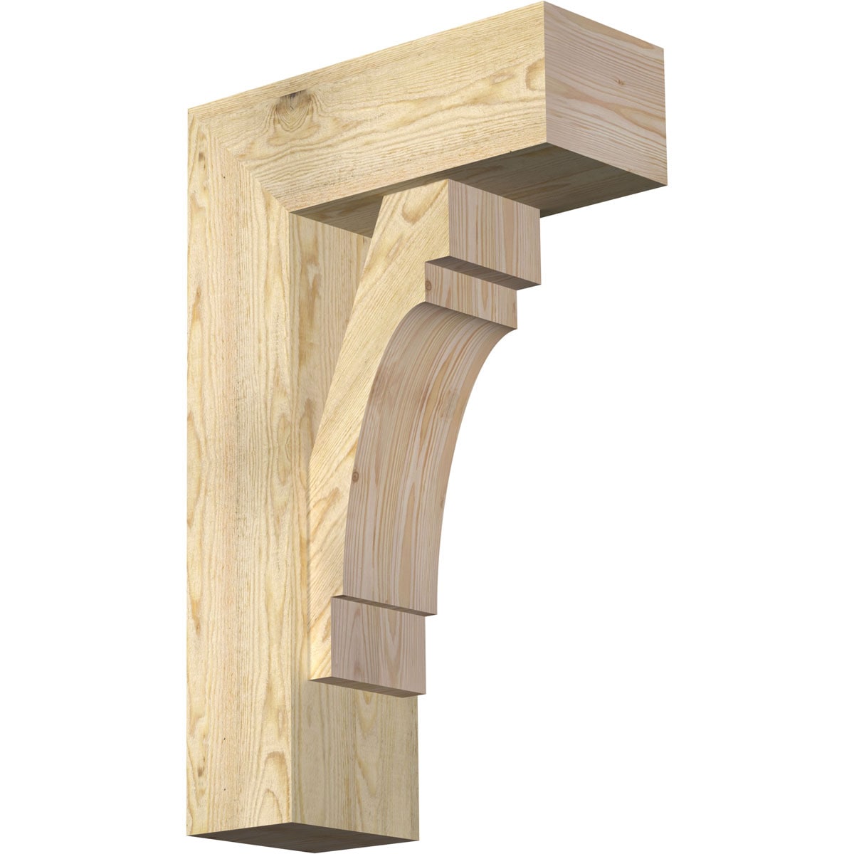 Ekena Millwork 1463269 Merced block rough sawnbracket with offset brace 8-in x 20-in x 32-in Douglas fir Brown Wood Standard bracket