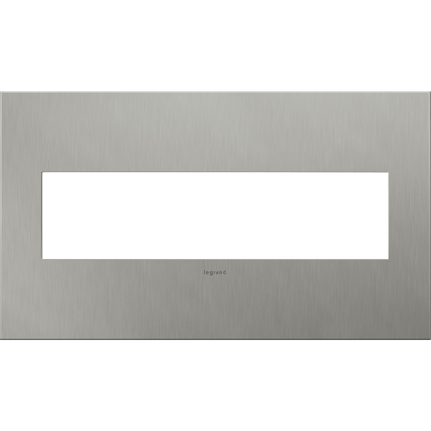 Legrand AWC4GBS4 adorne 4-Gang Specialty Size Brushed Stainless Steel Metal Indoor Screwless Square Wall Plate