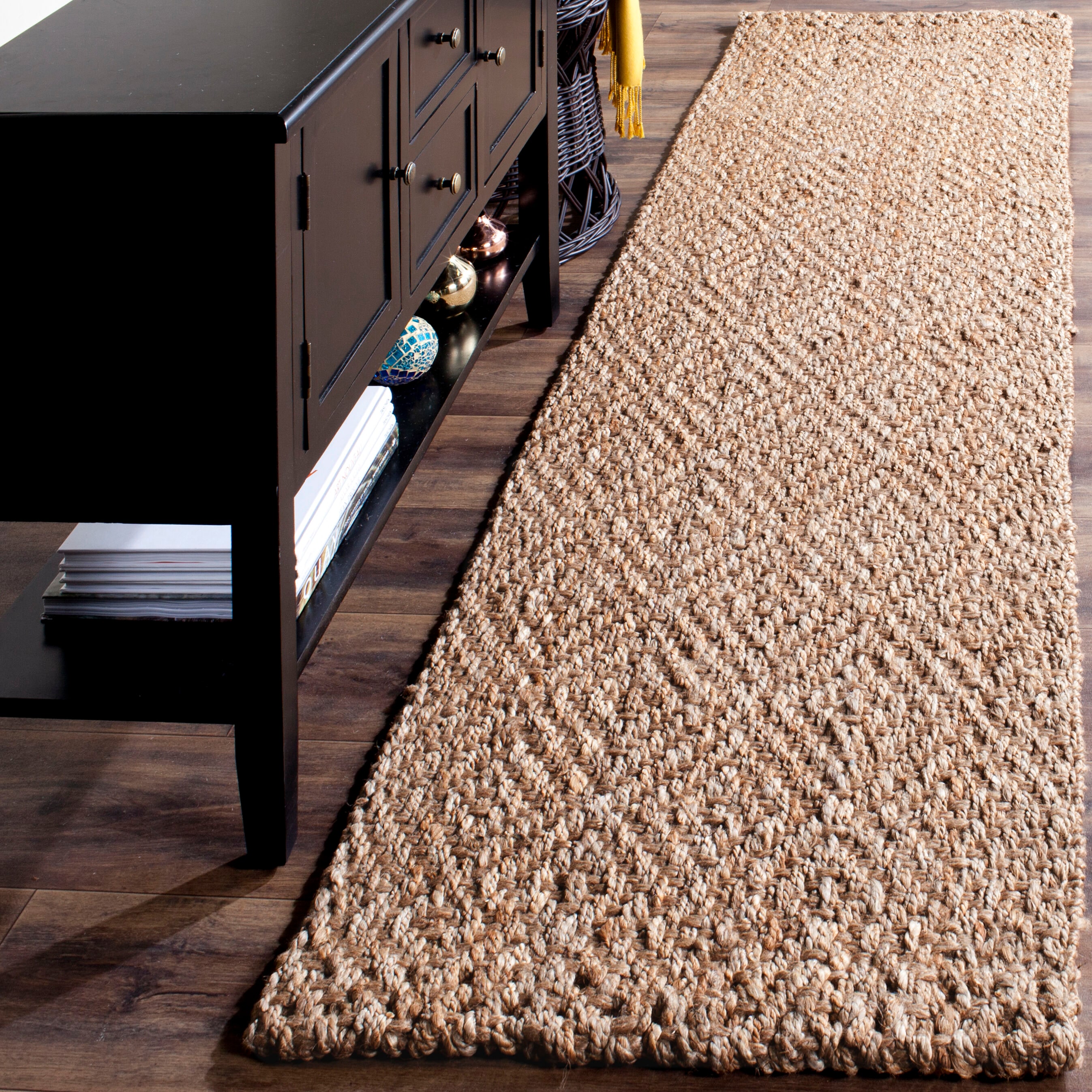 Safavieh NF181A-214 Natural Fiber Shinnecock 2 x 14 (ft) Jute Natural Rectangular Indoor Geometric Coastal Runner rug