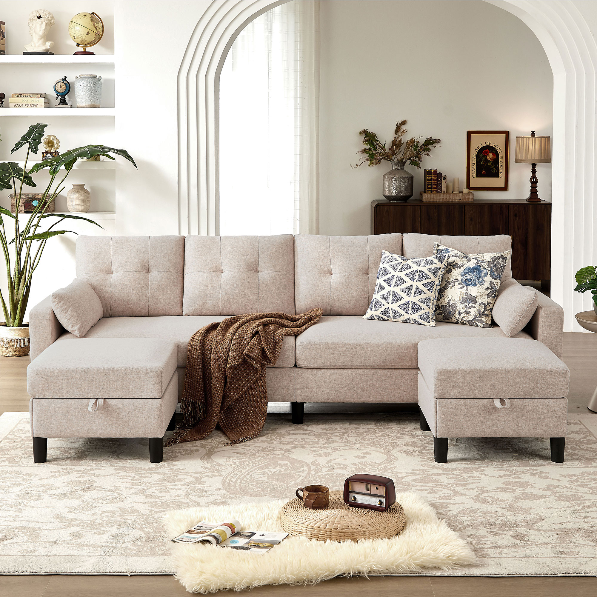 Jarenie YMX45BE YMX45 100.79 Modern Beige 6+ -seater Sofa