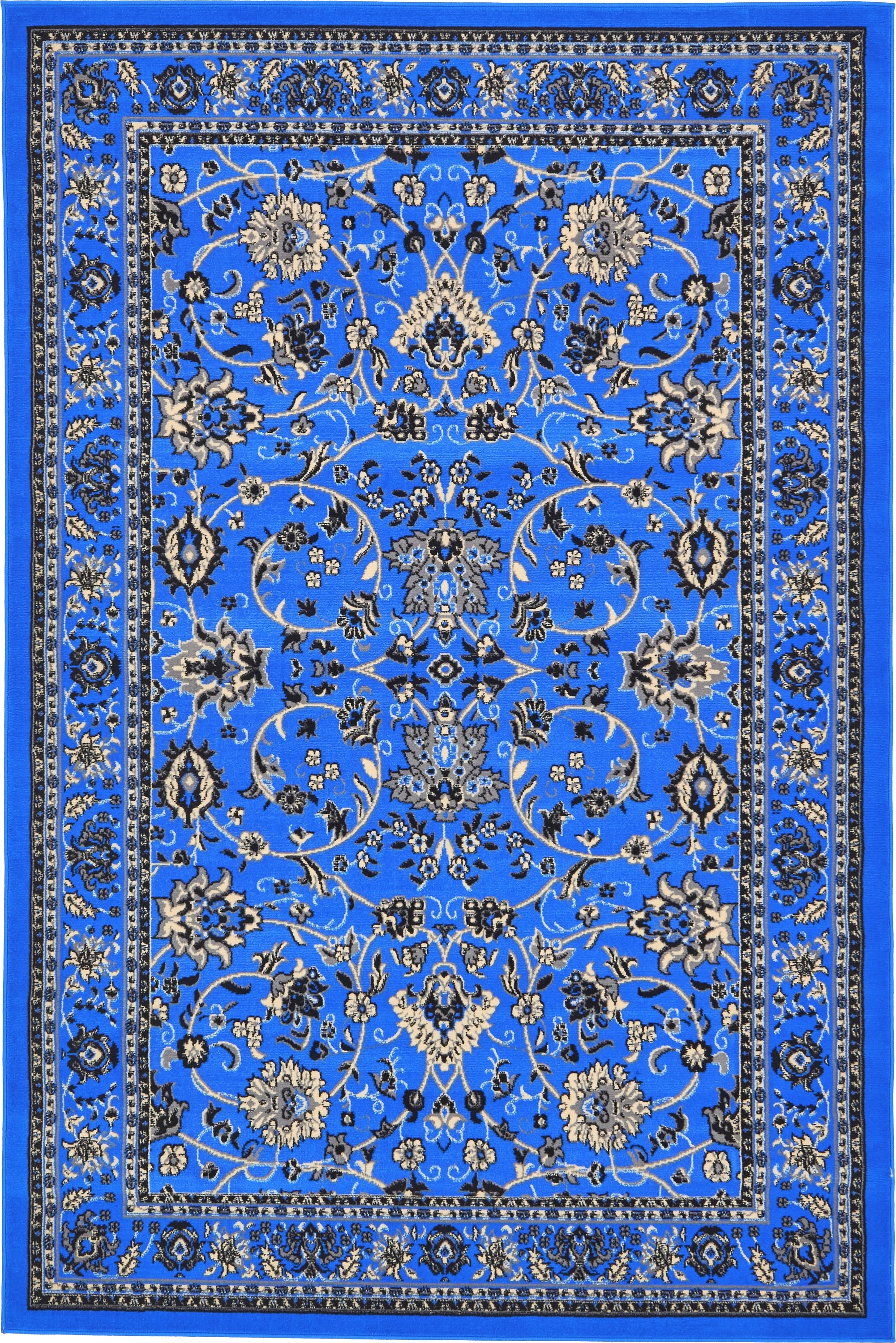 Unique Loom 3134510 Washington Sialk Hill 6 x 9 (ft) Loomed Polypropylene Blue/Ivory Rectangular Indoor Floral/Botanical Area rug