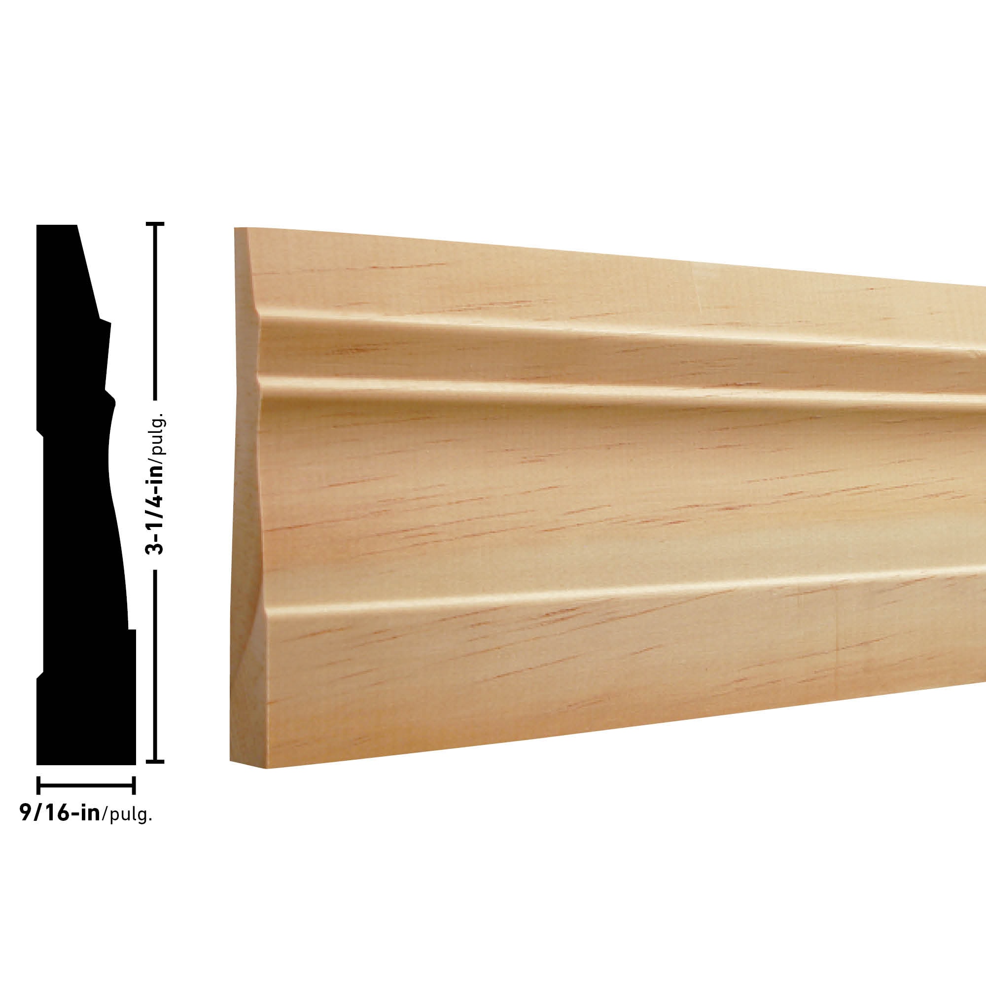 Reliabilt 916 In X 3 14 In X 12 Ft Colonial Unfinished Pine 631 Baseboard Moulding In The 1535