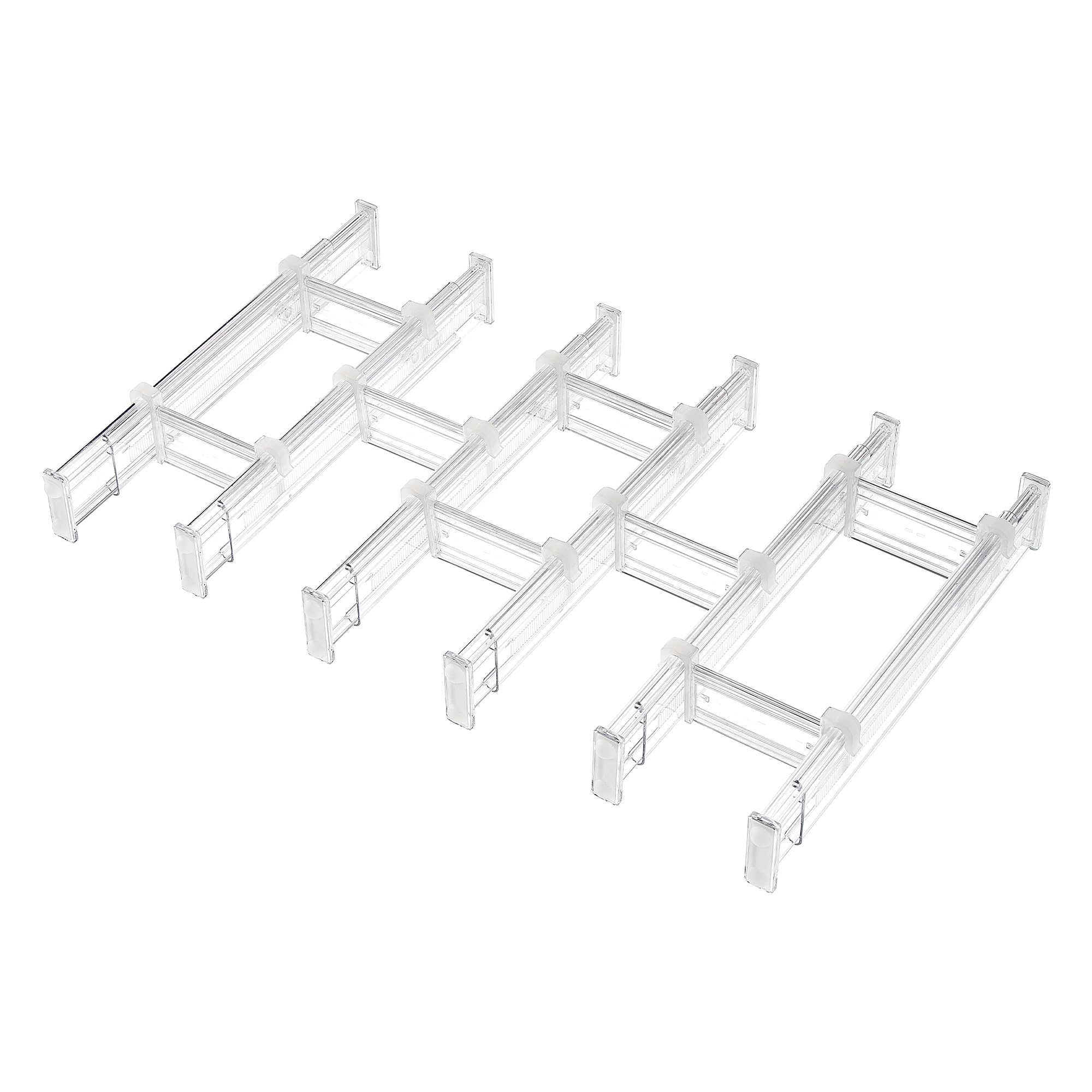 KIWDZFU  2.36 in Drawer Dividers with Expandable Inserts Adjustable Kitchen Drawer Organizer Clear Plastic Separator for Flatware Utensil Cutlery