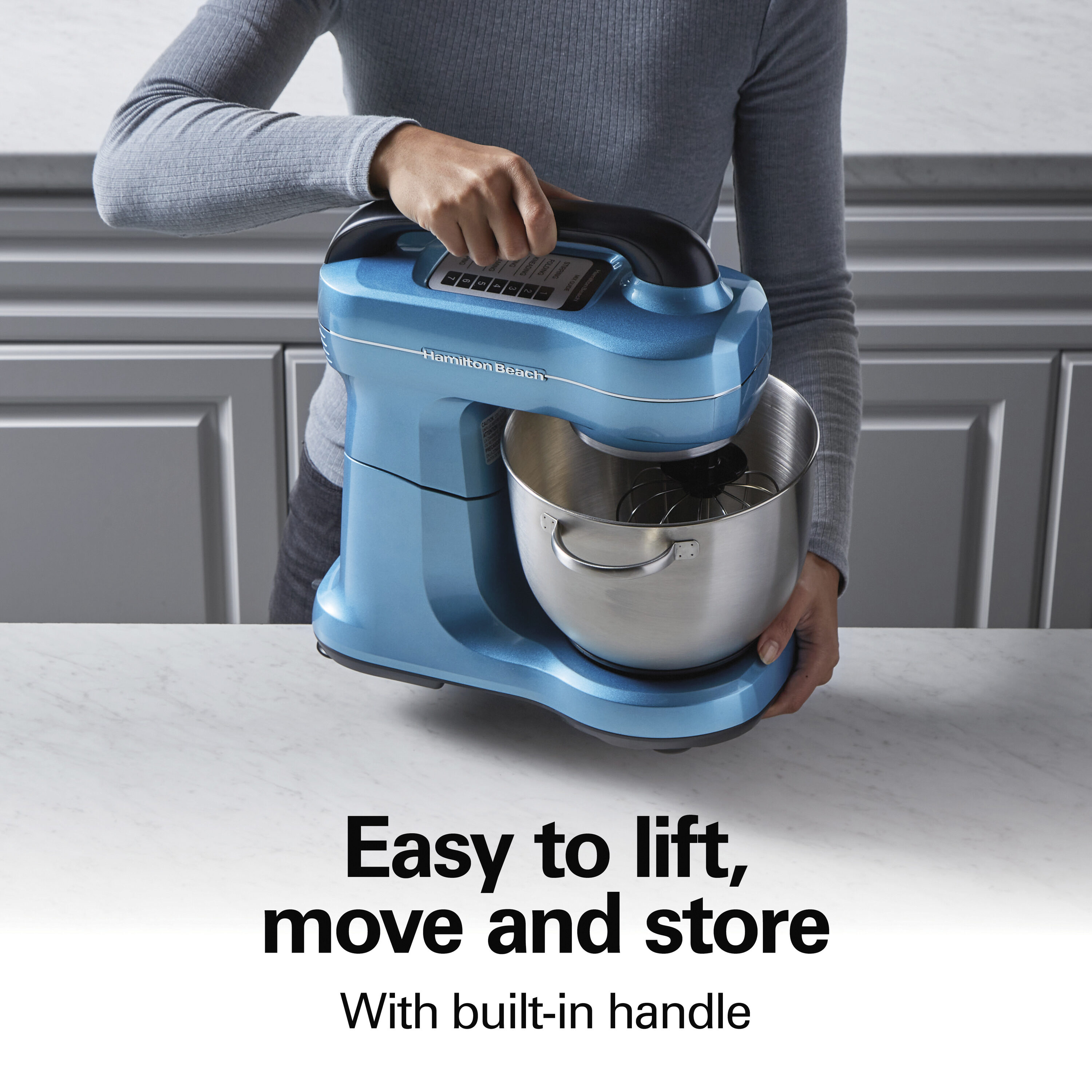 Blue 4-Quart 7-Speed Electric Stand Mixer with Attachments