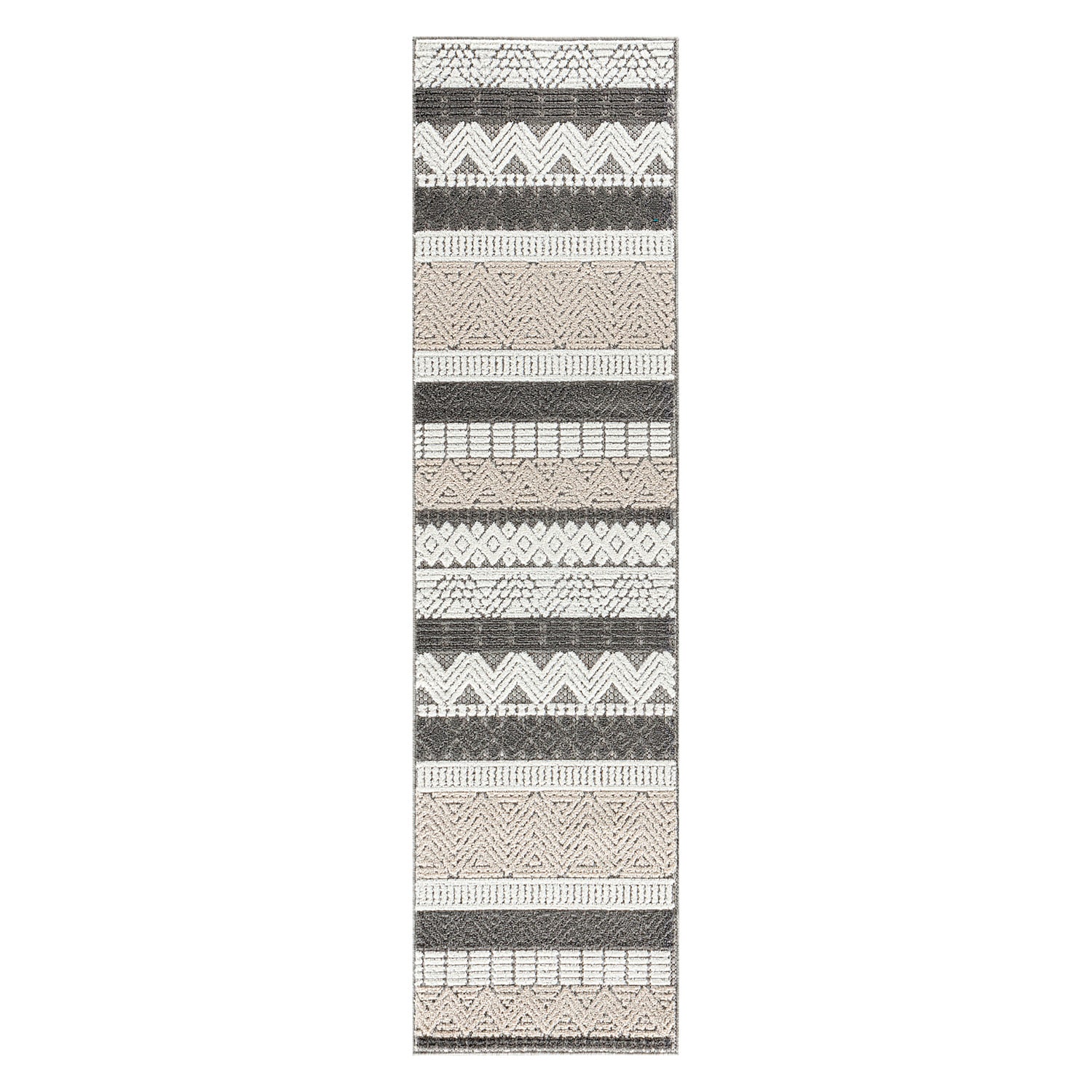 World Rug Gallery 5559GRAY2X7 2 x 7 (ft) Loomed Polypropylene Gray Rectangular Indoor/Outdoor Geometric Area rug